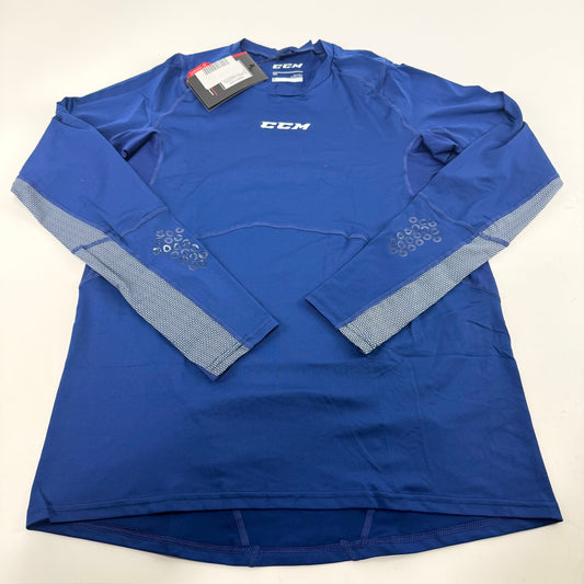 New Navy CCM Mens Baselayer Long Sleeve Top with Gel | Senior M | #191520510244