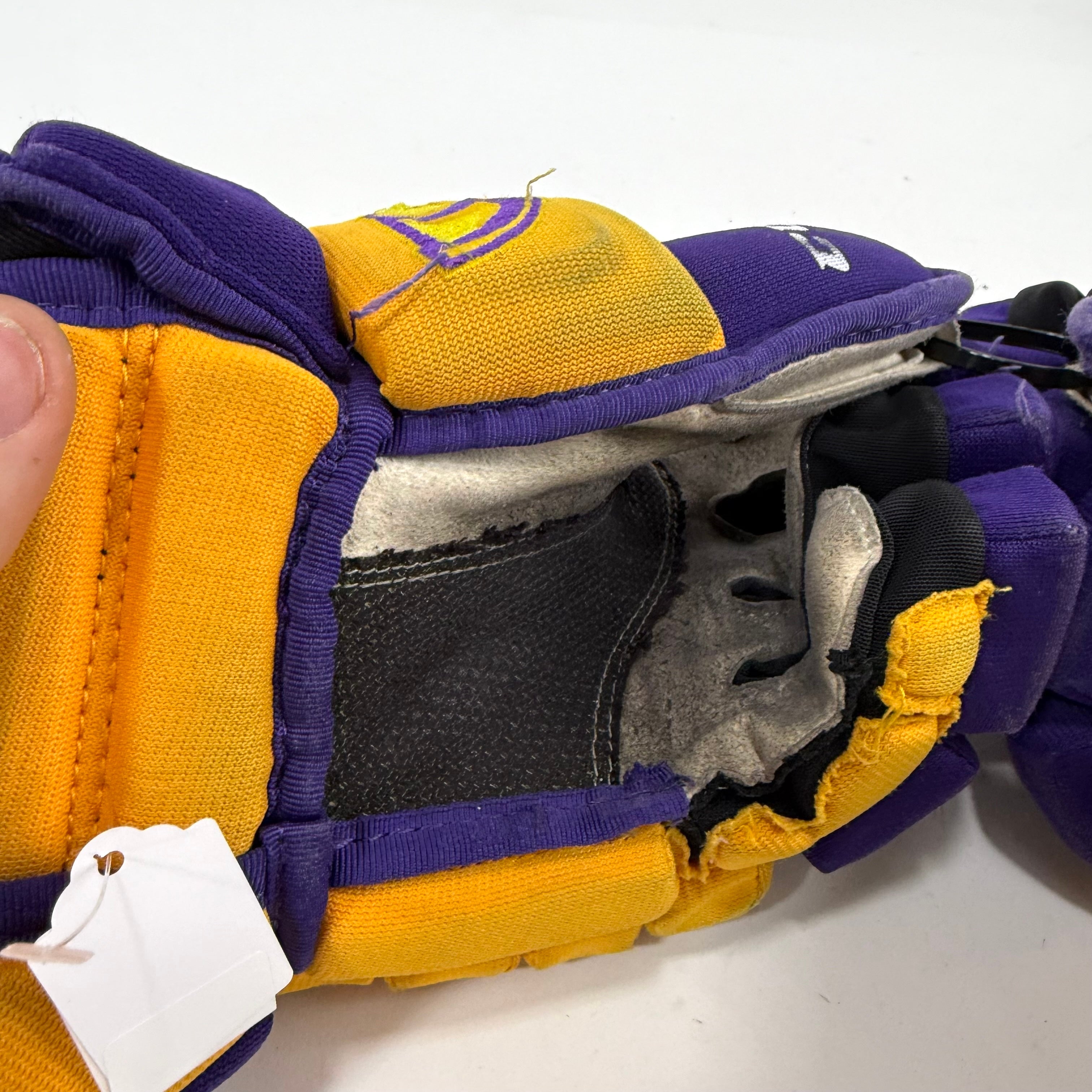 Used Yellow and Purple CCM 4 Roll Pro Gloves | 14" | E453 - Top Flight Hockey