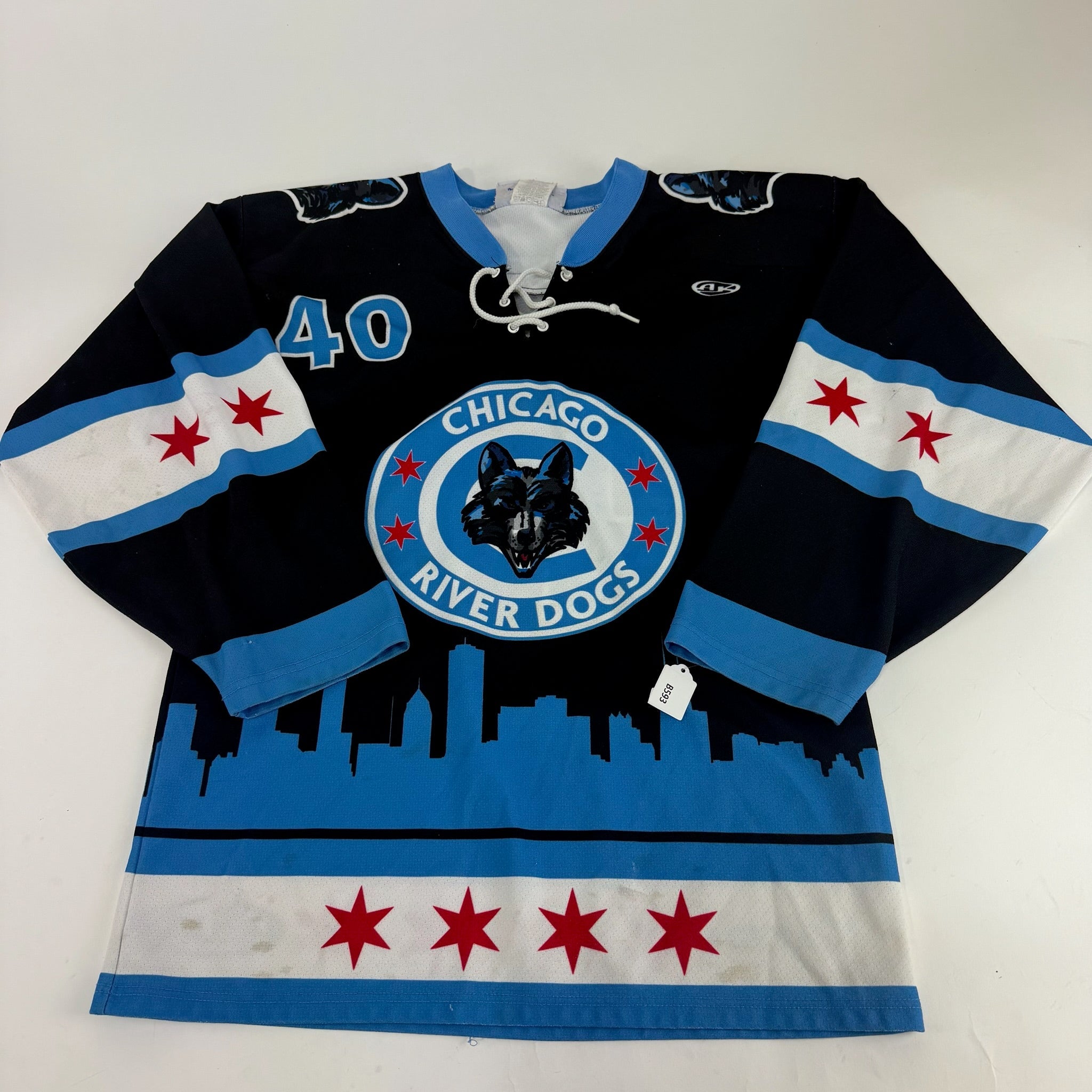 Used Black Chicago River Dogs Game Jersey | Senior Small | B593 - Top Flight Hockey