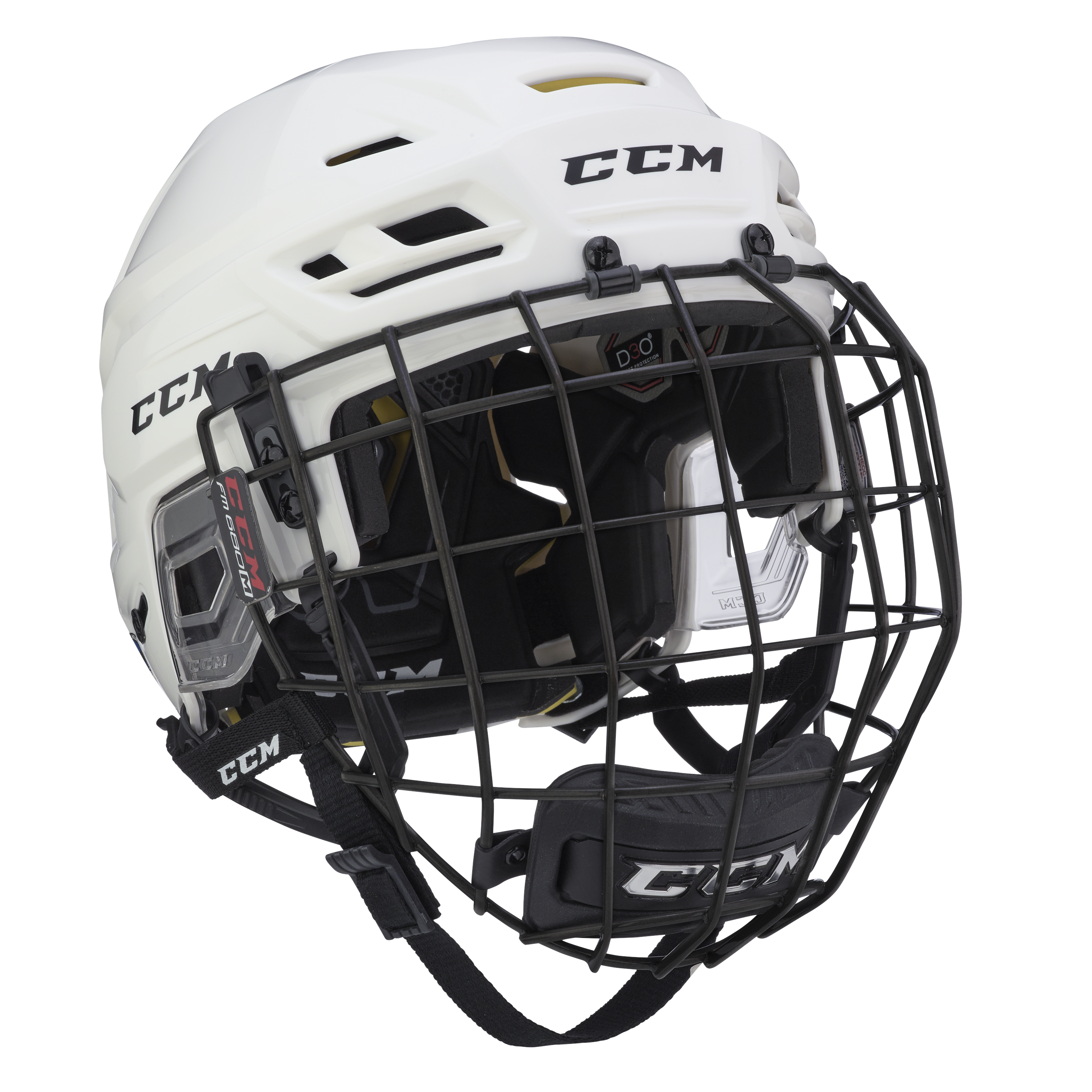 New White Senior Medium CCM Tacks 310 Helmet Cage Combo - Top Flight Hockey