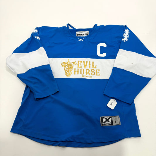 Used Royal and White Tron Evil Horse Brewing Jersey | Large | A100