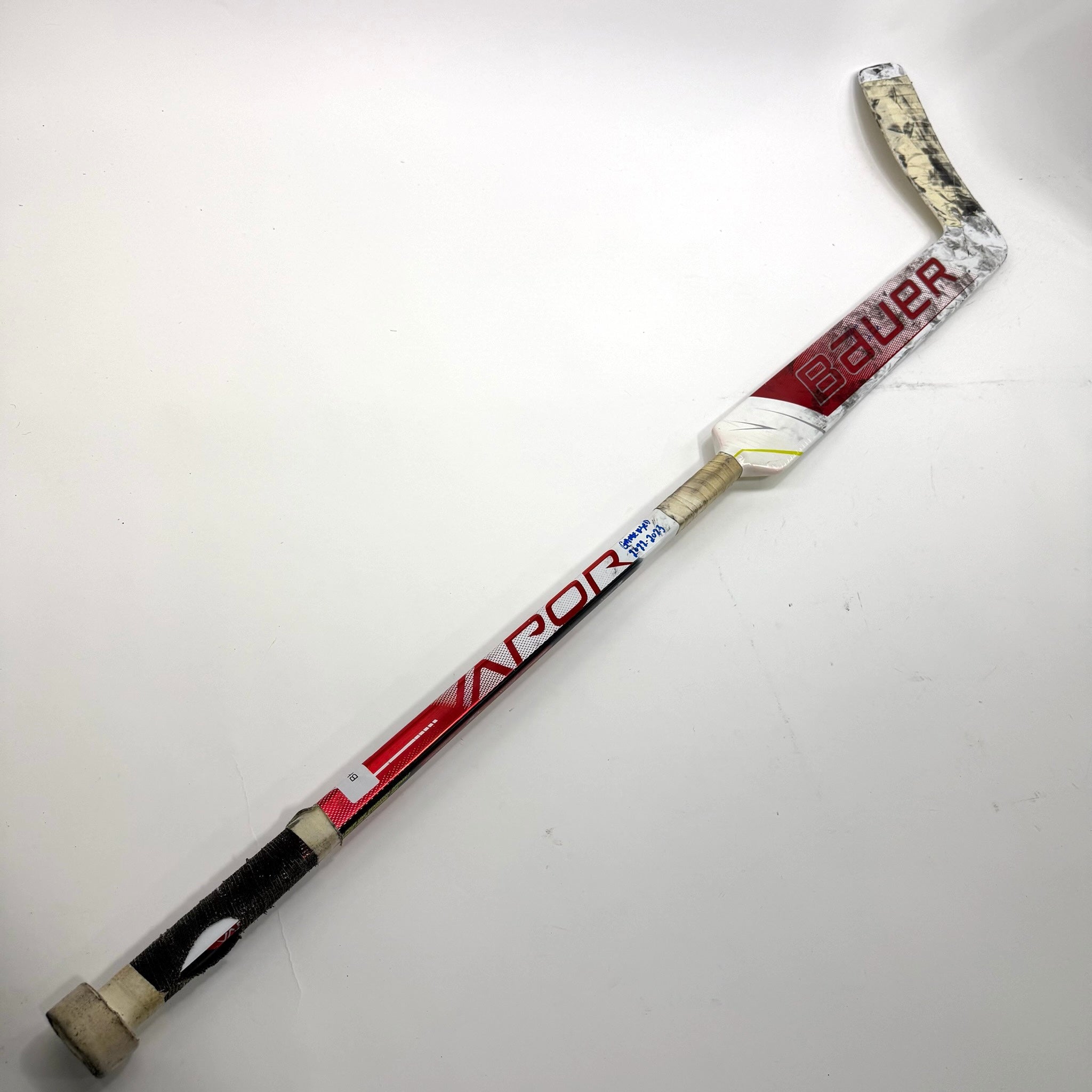 Game Used Red Bauer Vapor Hyperlite Goalie Stick | P31 Curve 26" Paddle | Stauber | BH188 - Top Flight Hockey