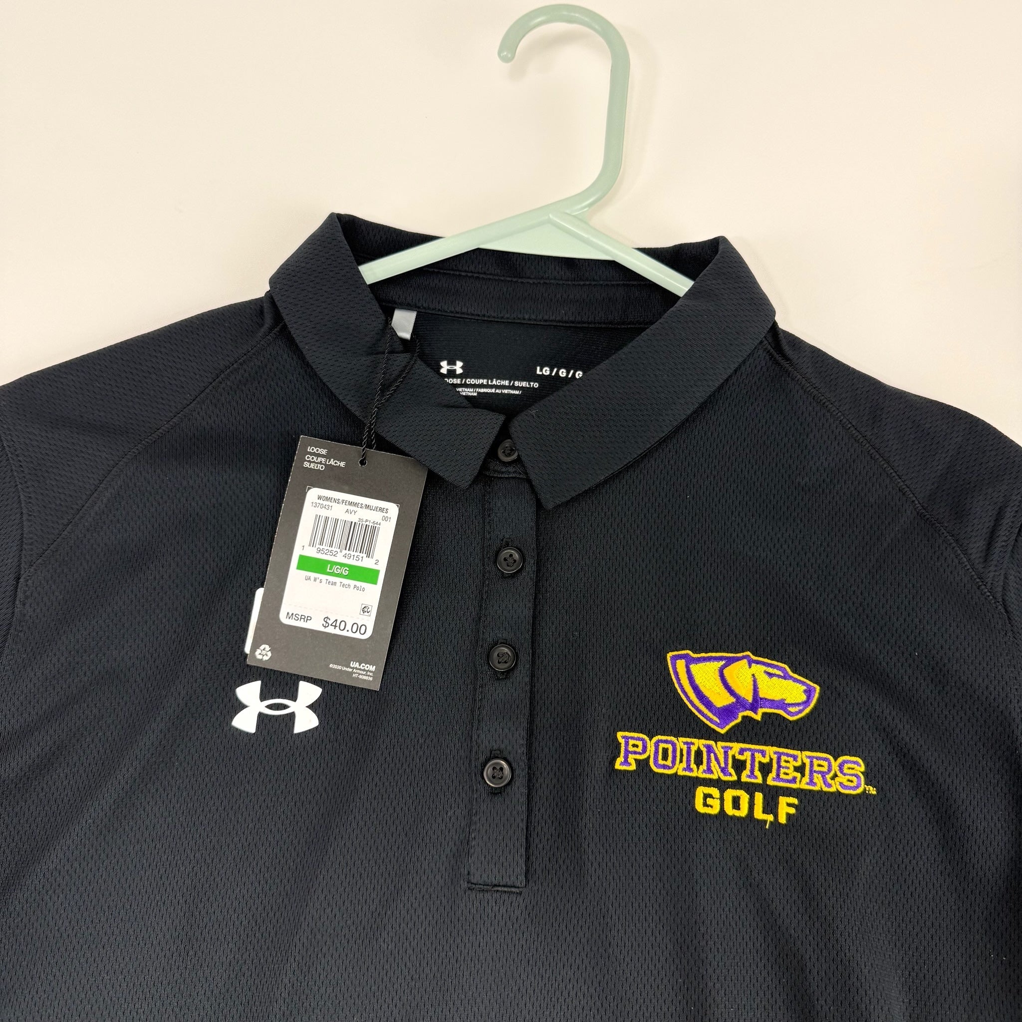 New Black Womens Under Armour UWSP Pointers Golf Polo | Womens M | E272 - Top Flight Hockey