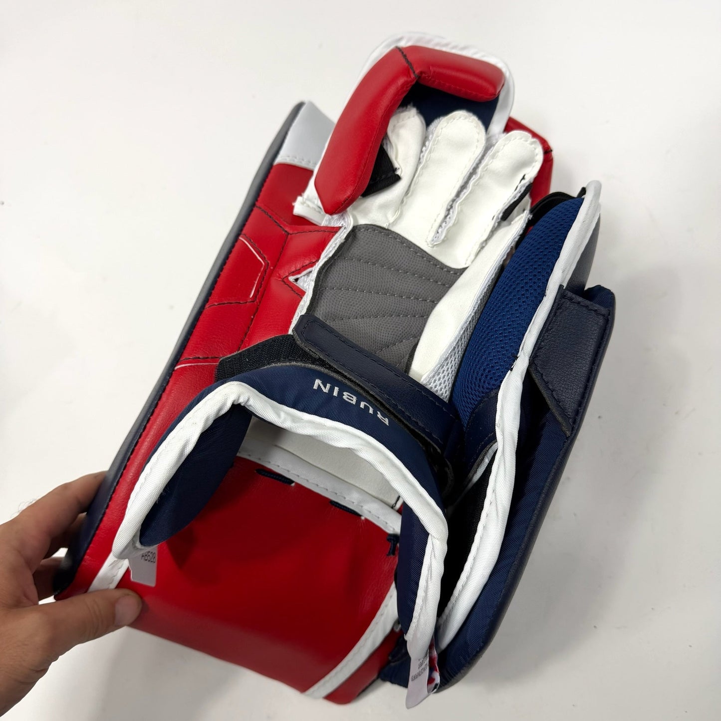 New Regular Navy/Red/White Vaughn V10 Pro Carbon Goalie Blocker | Senior | AB528