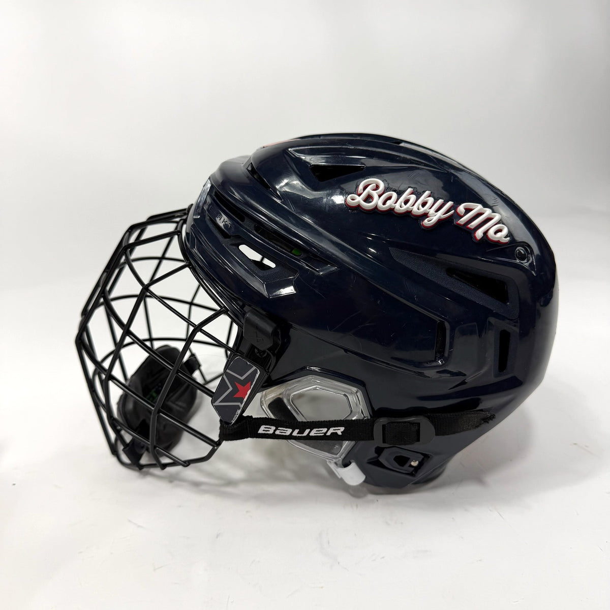 Used Navy Bauer Re-Akt 155 Helmet with Cage | Senior Medium | AB665