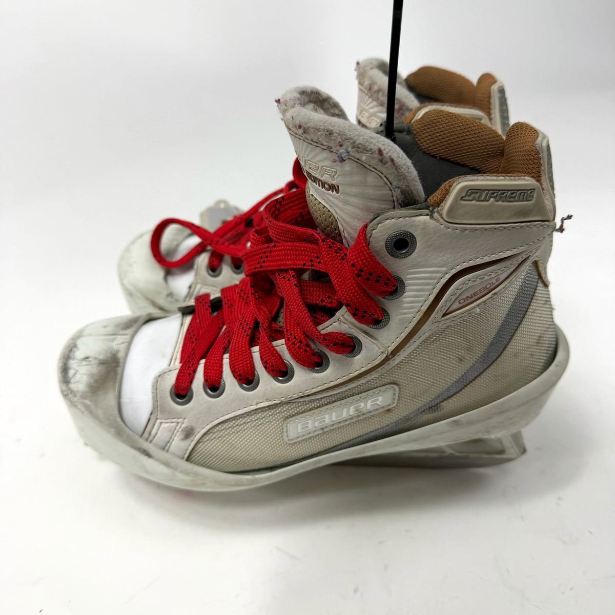 Used White Bauer Supreme One80LE Goalie Skates | Size 5 | AB475 - Top Flight Hockey