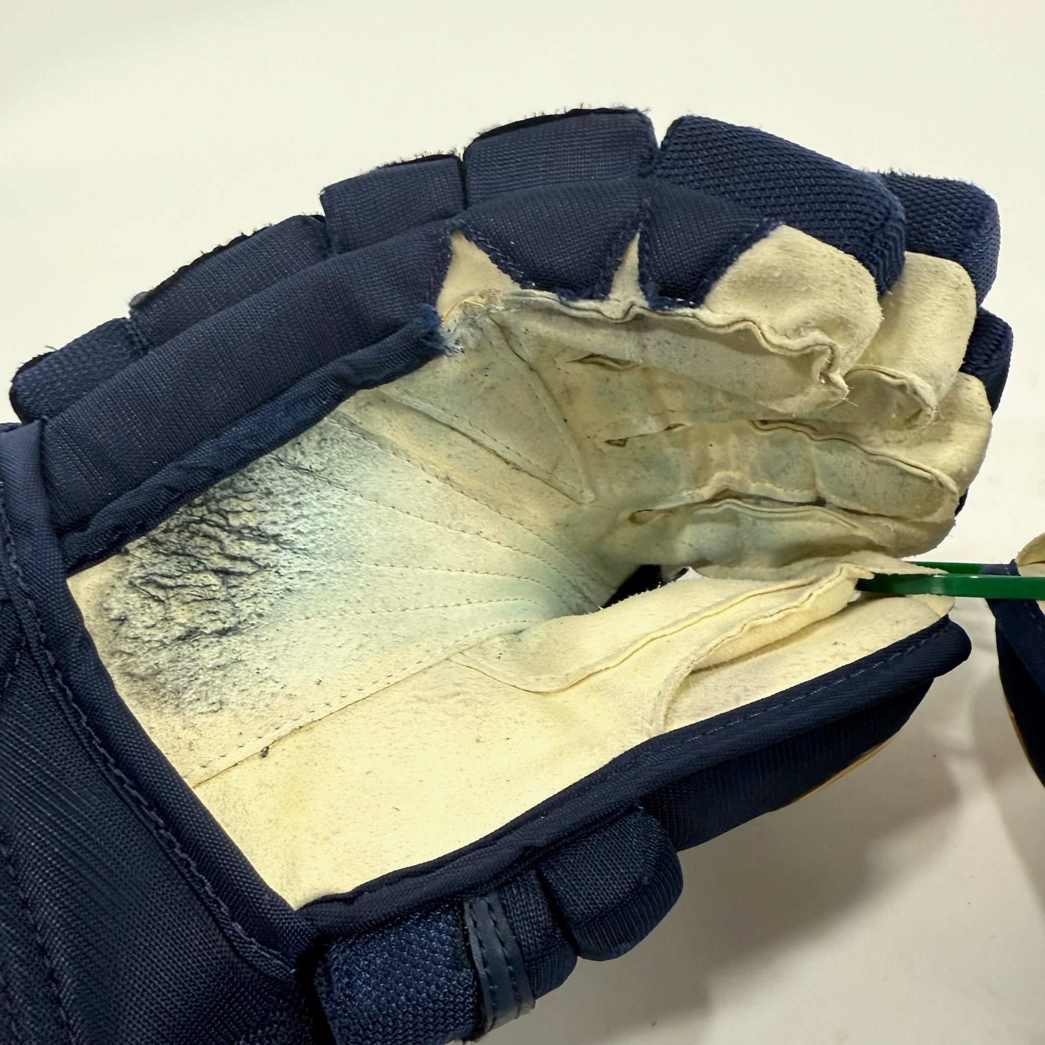 Used Navy STL Blues Warrior QR1 Pro Gloves | 14" | Scandella | D175 - Top Flight Hockey