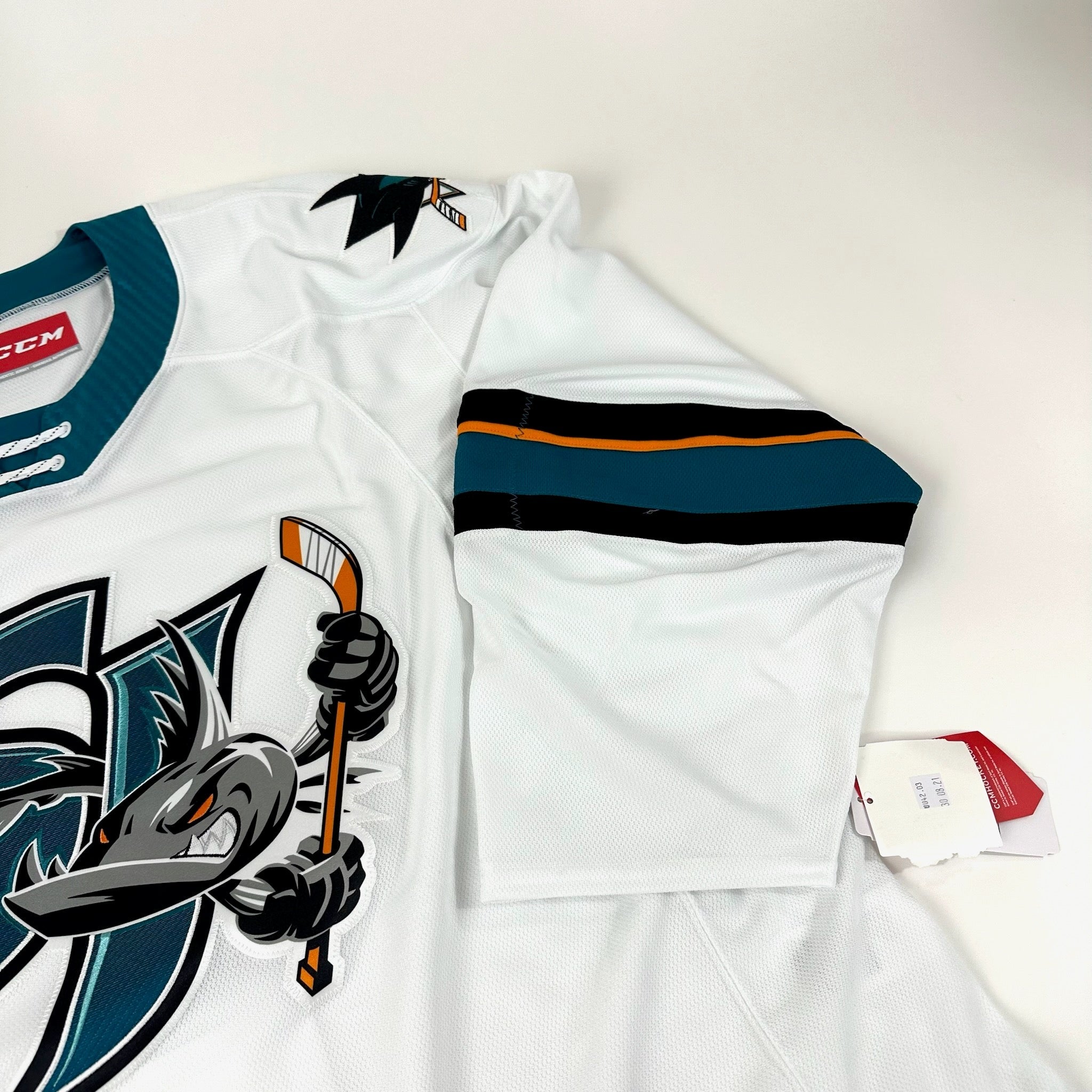 Brand New White CCM San Jose Barracuda AHL MIC Game Jersey - Size 58