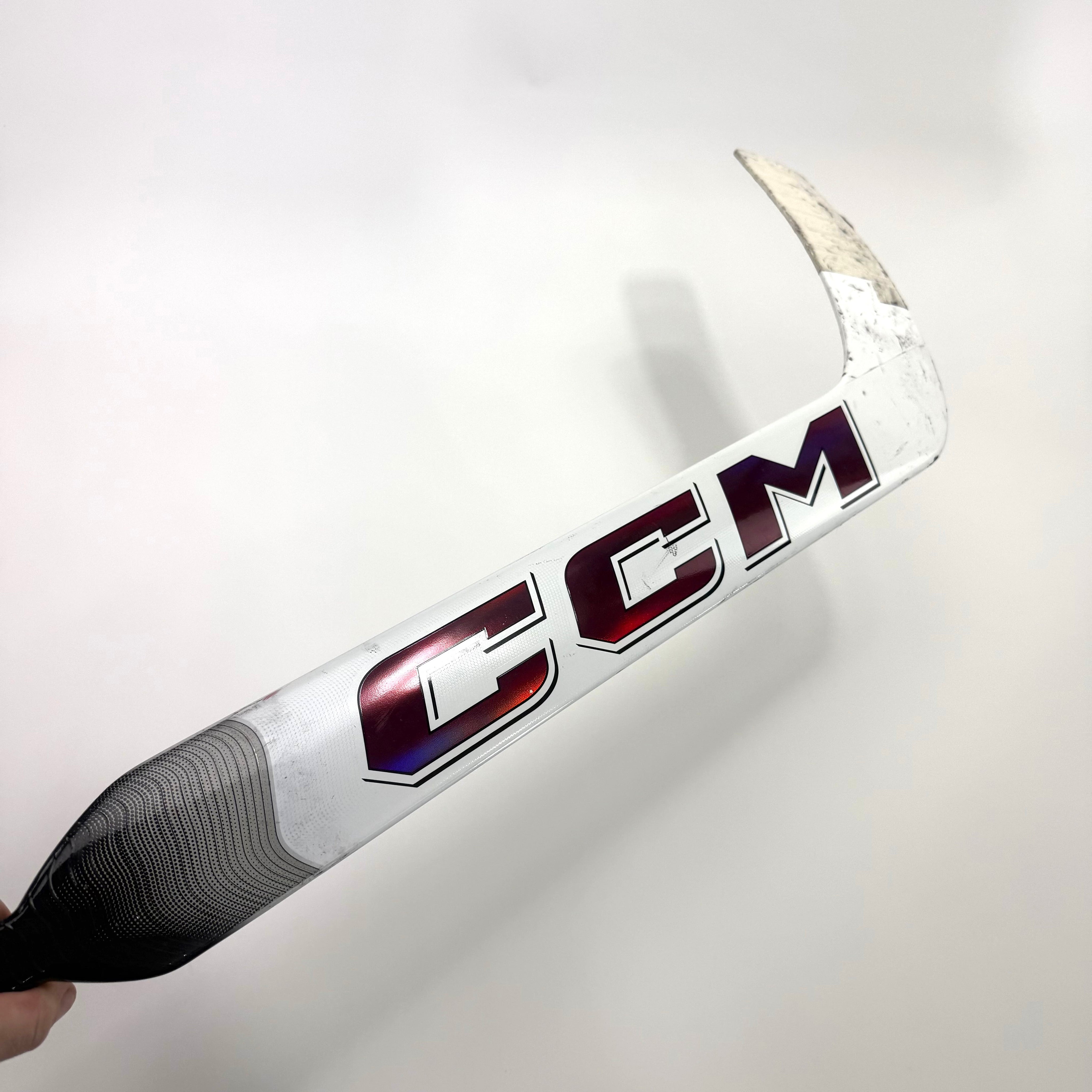Used Full Right White and Maroon CCM XF Pro Goalie Stick | 26" Paddle P31 Curve | BH448 - Top Flight Hockey