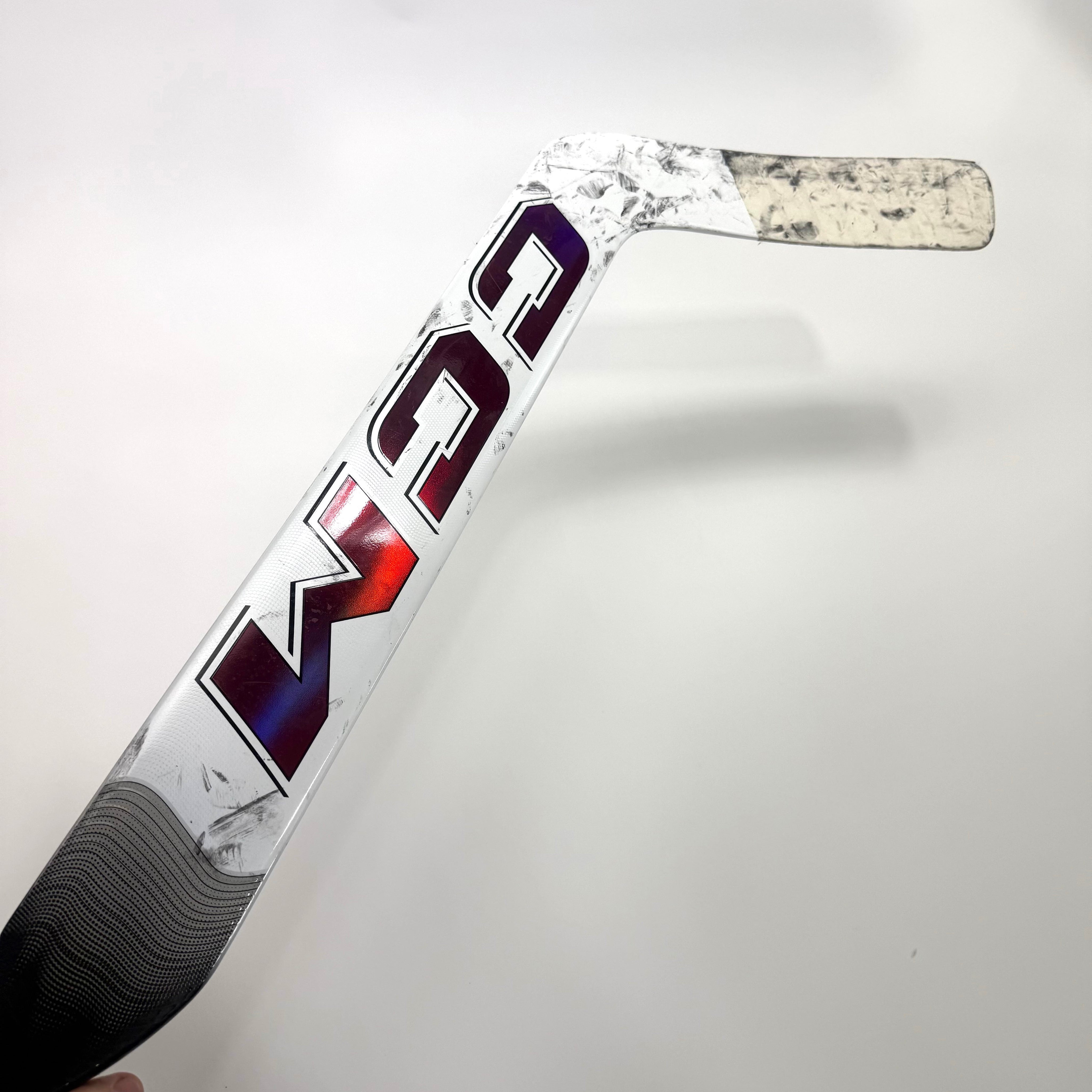 Used Full Right White and Maroon CCM XF Pro Goalie Stick | 26" Paddle P31 Curve | BH448 - Top Flight Hockey