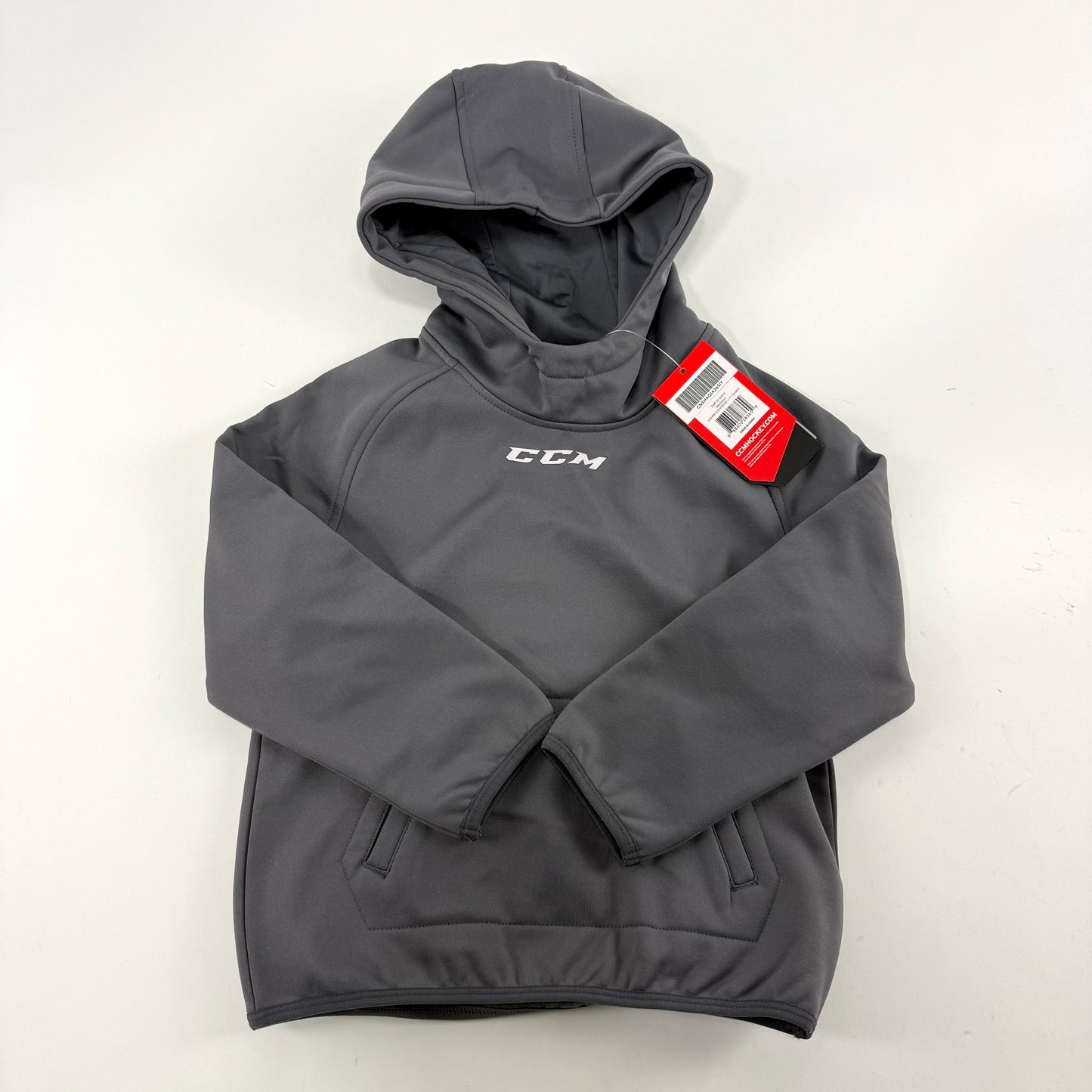 New Grey CCM Youth Pullover Performance Fleece Hoodie | Youth XS | #888600283609 - Top Flight Hockey