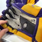 Used Yellow and Purple CCM 4 Roll Pro Gloves | 13" | E542