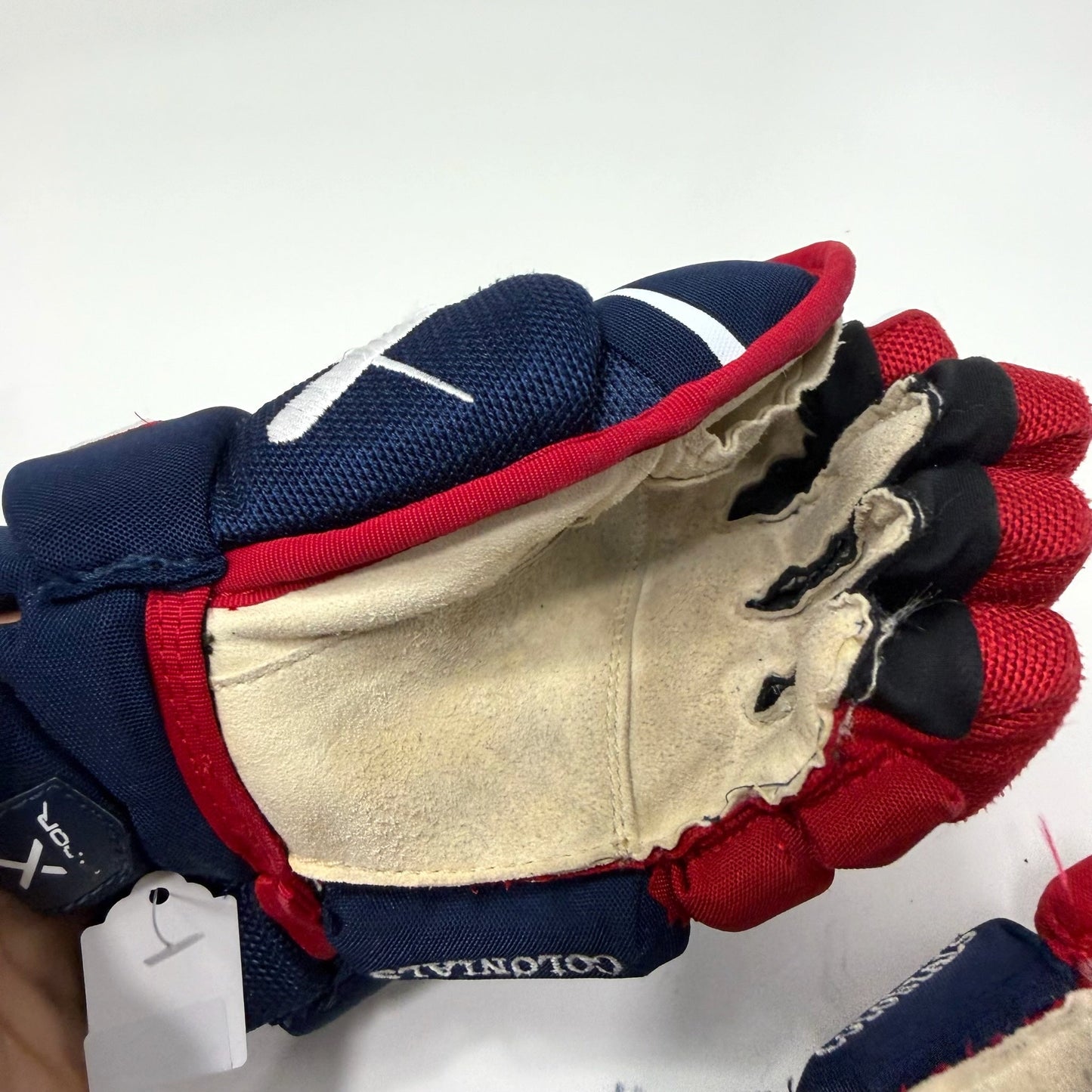 Used Blue Red White Bauer Hyperlite Gloves | 12" | AB806