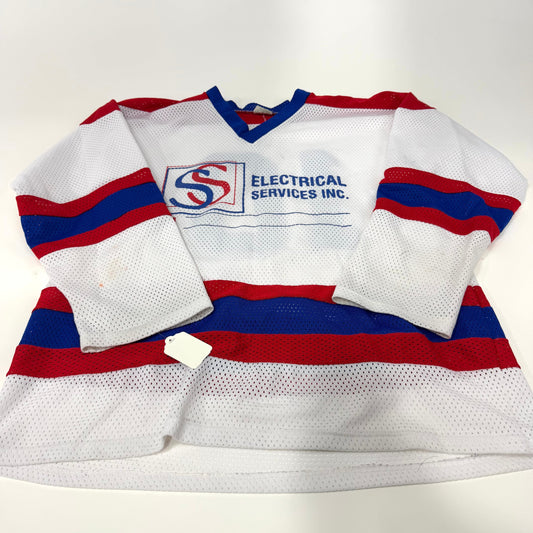 Used White, Red, Blue Mesh Practice Jersey | Senior Large | AB213