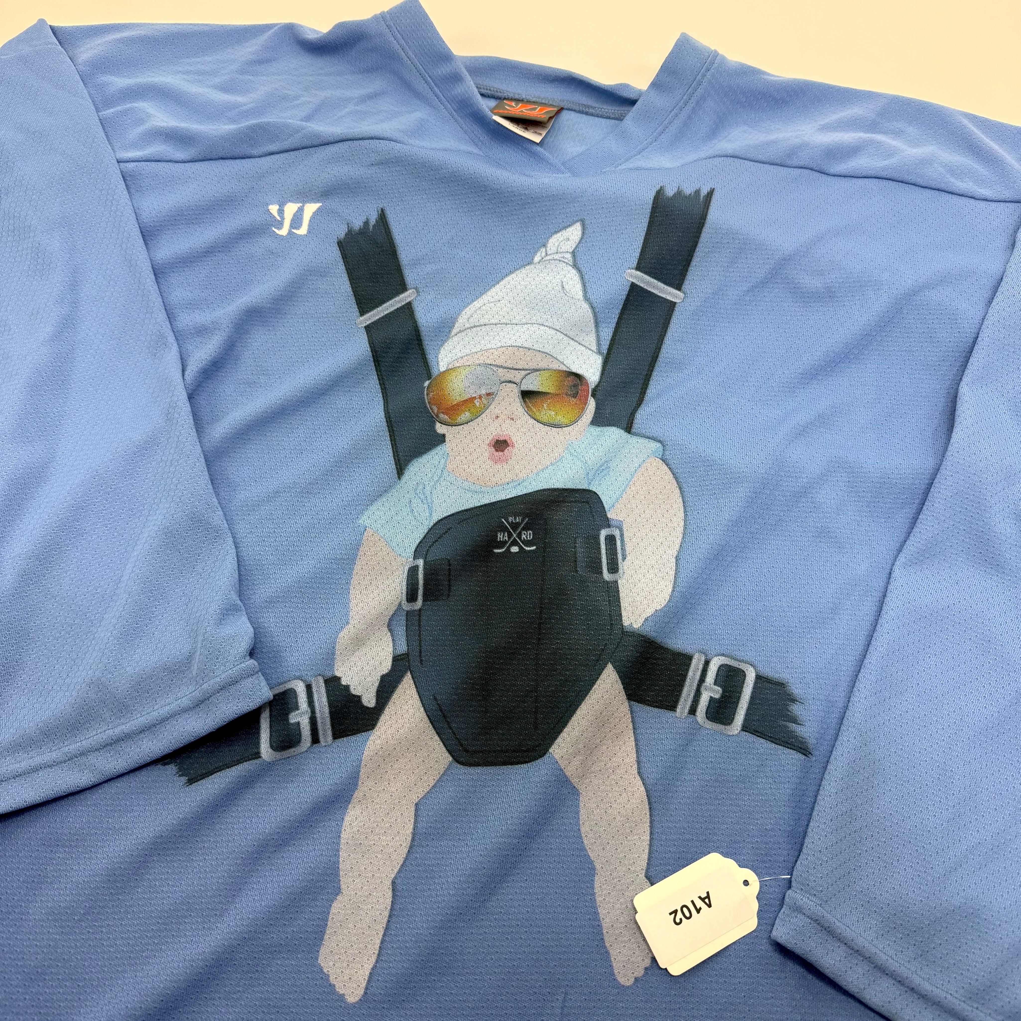 Used Baby Blue Warrior Hangover Baby Jersey | Goalie Cut Large | A102 - Top Flight Hockey