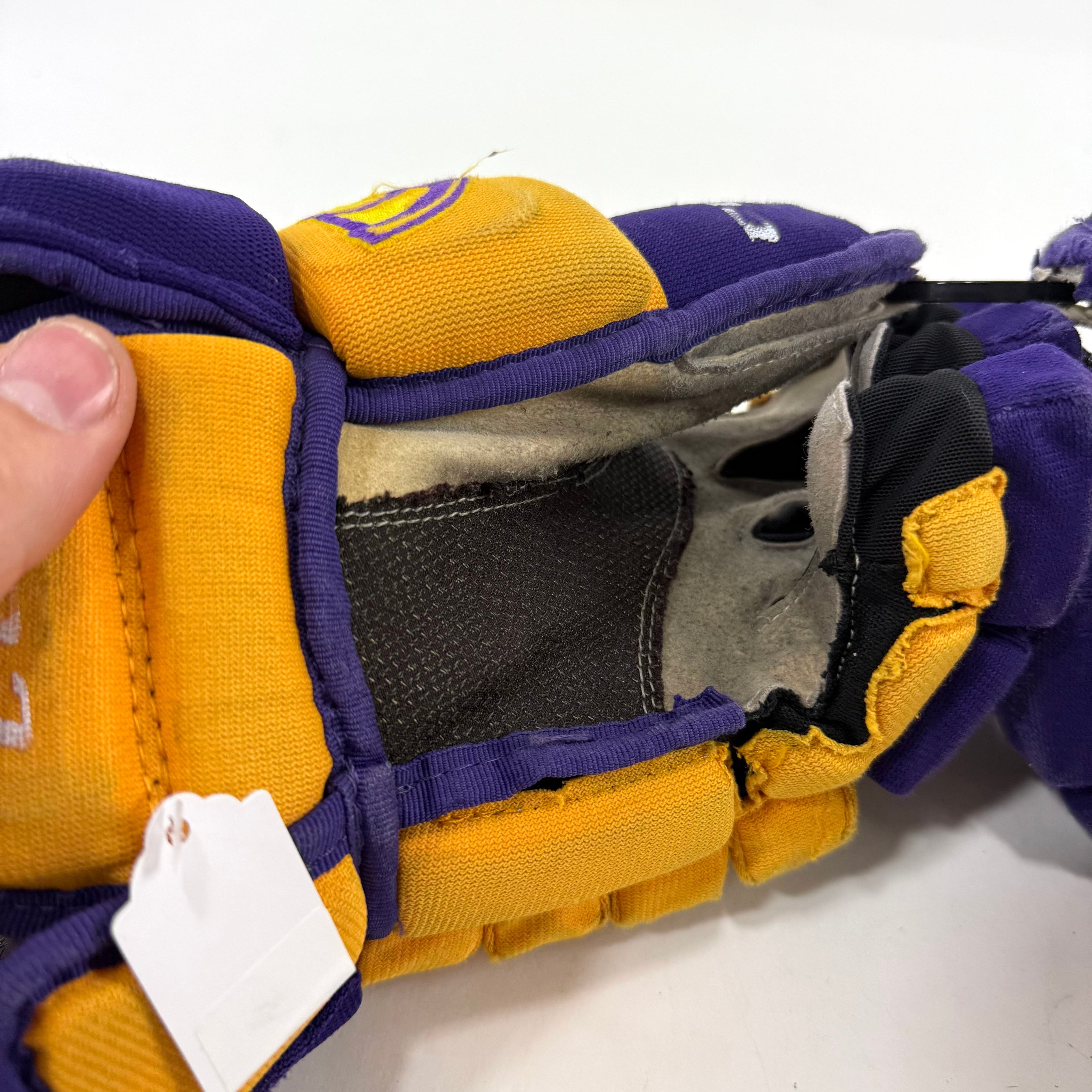 Used Yellow and Purple CCM 4 Roll Pro Gloves | 14" | E456 - Top Flight Hockey