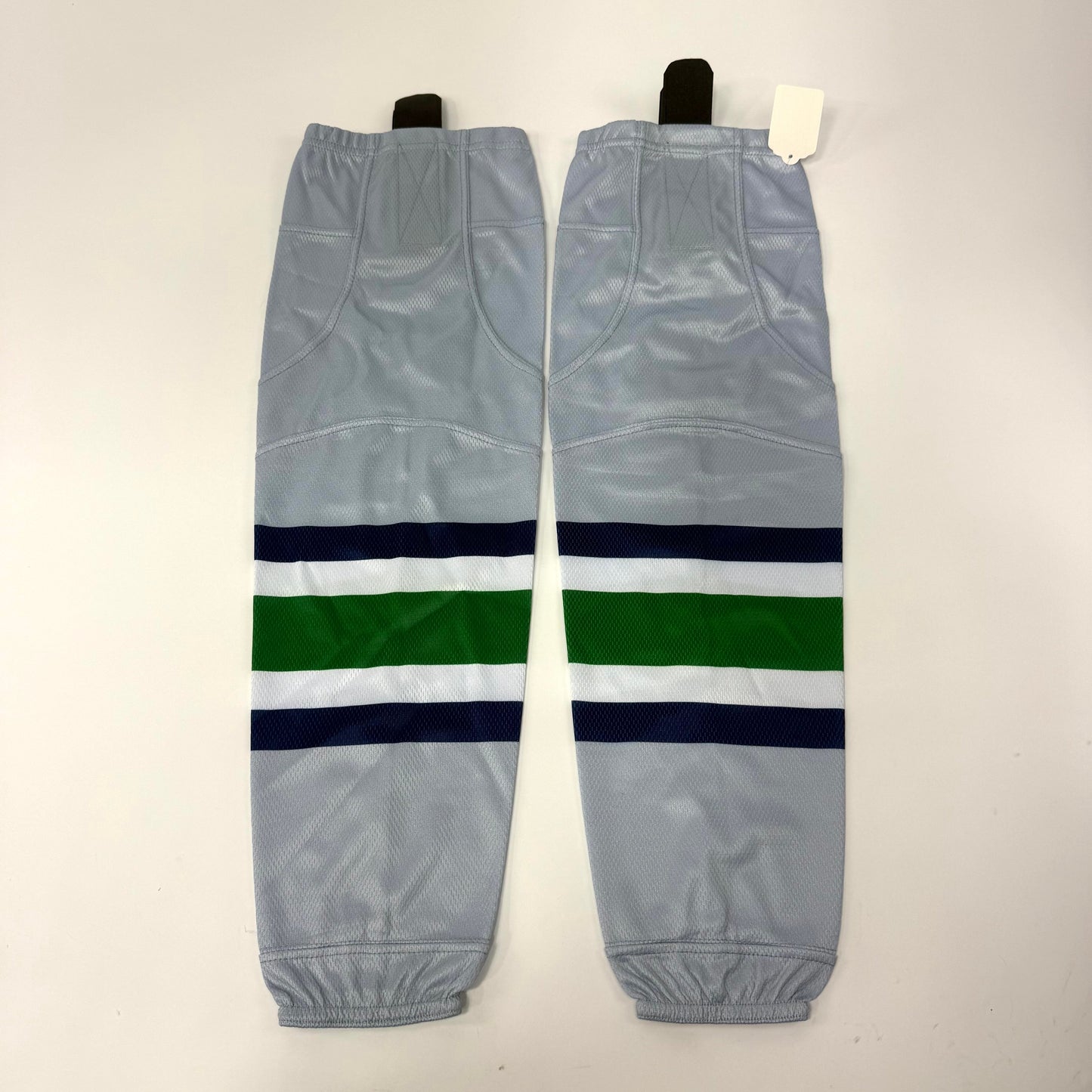 New Grey/Navy/Green Stripe Socks With Velcro | Junior | BH590