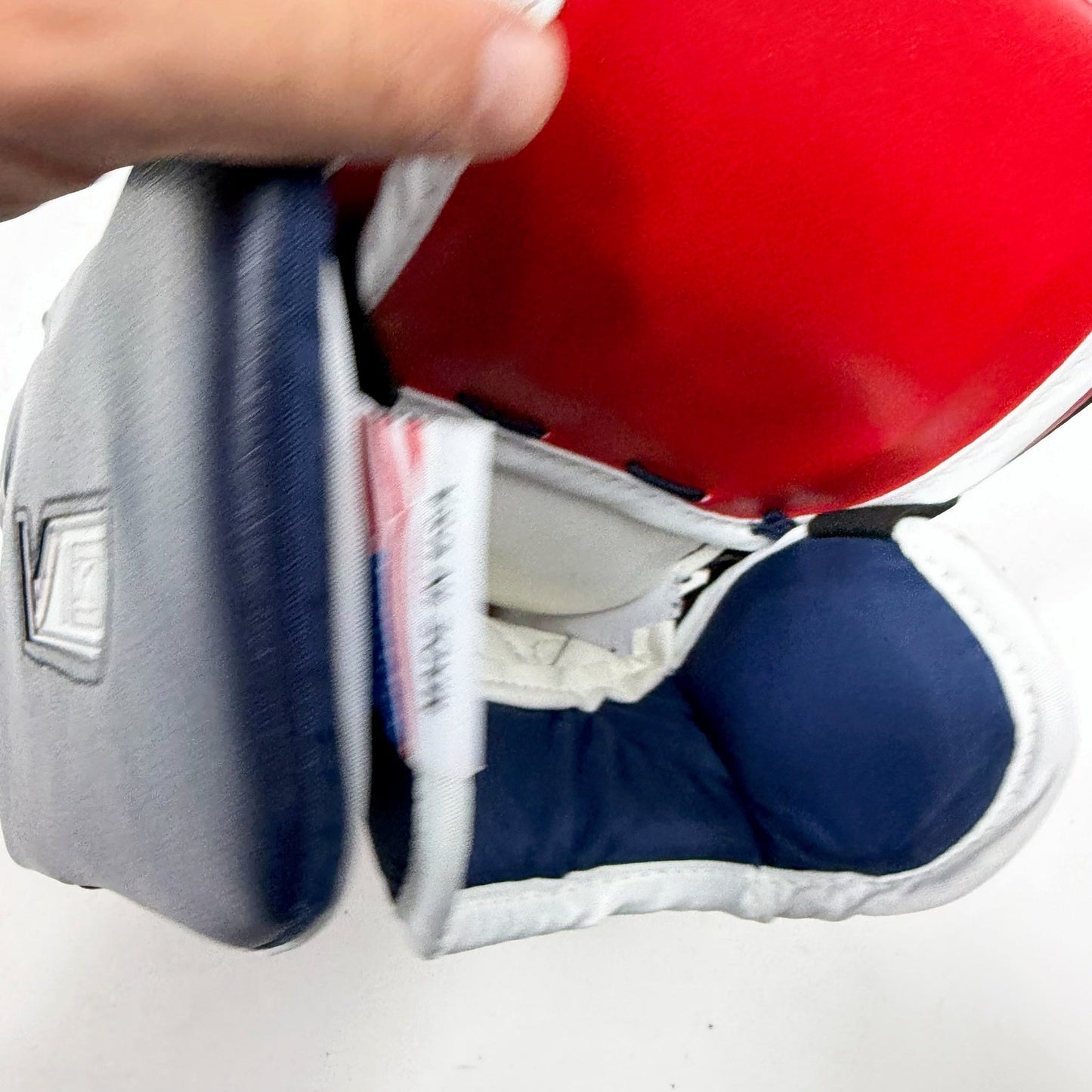 New Regular Navy/Red/White Vaughn V10 Pro Carbon Goalie Blocker | Senior | AB528