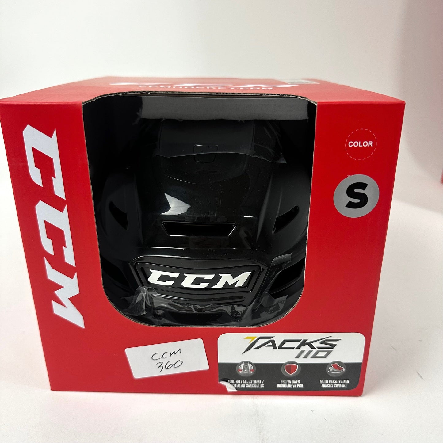 Brand New Black CCM Tacks 110 Helmet In Box - Small