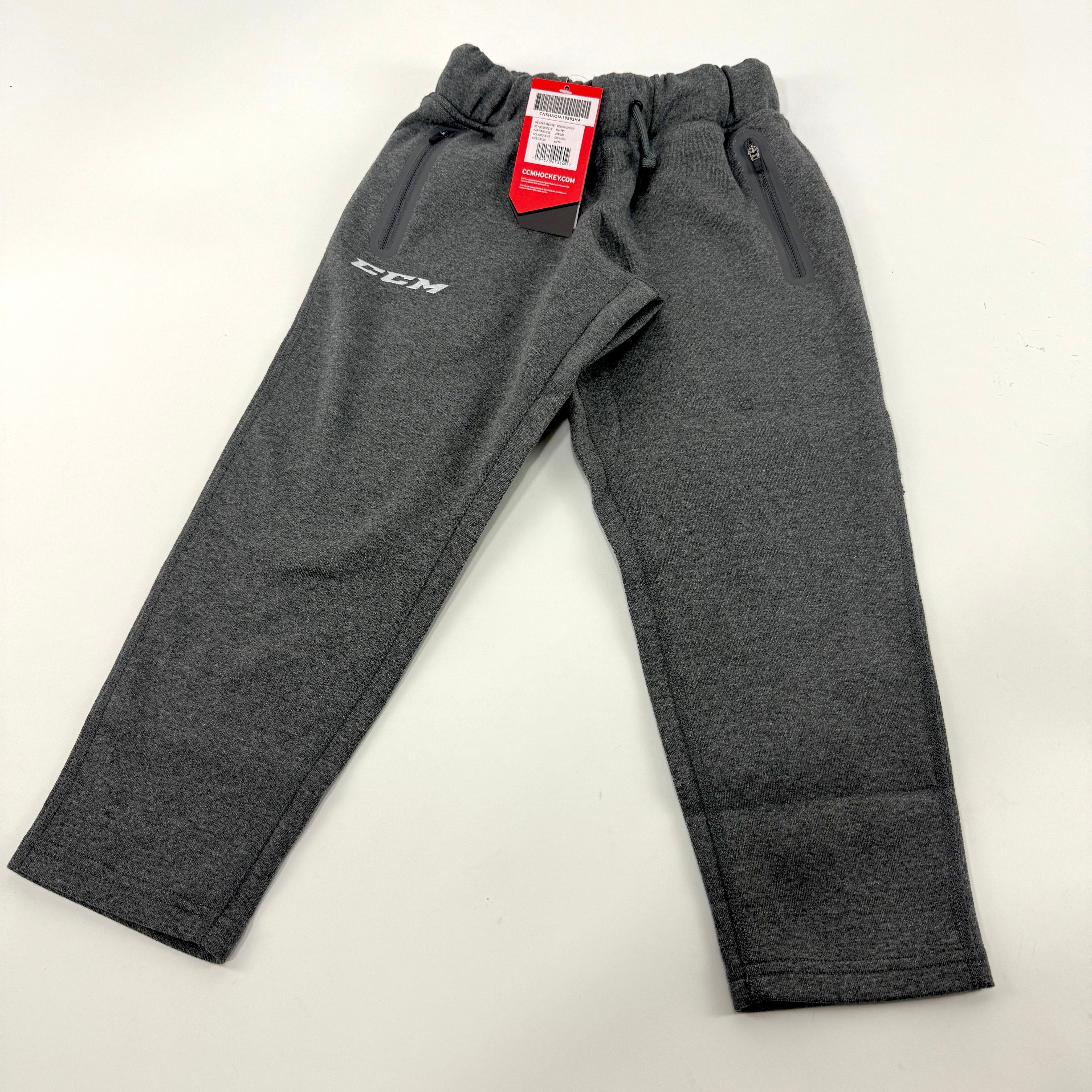 New Dark Grey CCM Youth Premium Tapered Fleece Pant | Youth XS | #191520015602 - Top Flight Hockey