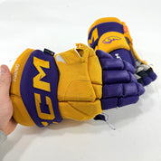 Used Yellow and Purple CCM Jetspeed Gloves | 14" | E557 - Top Flight Hockey