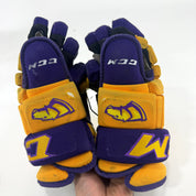 Used Yellow and Purple CCM 4 Roll Pro Gloves | 14" | E454 - Top Flight Hockey