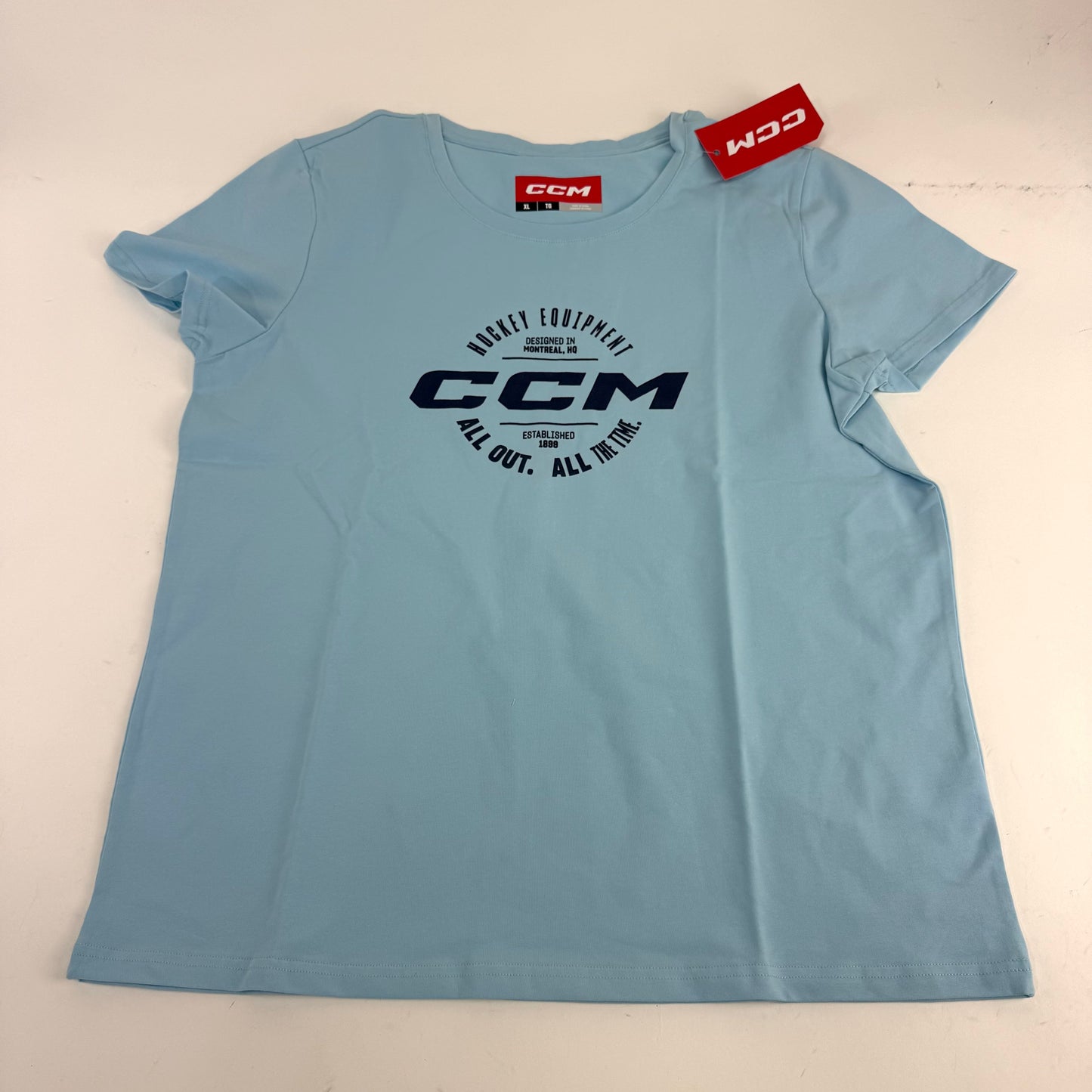 New CCM Womens Blue Spring SS Tee | Womens XL | #191520723064 - Top Flight Hockey