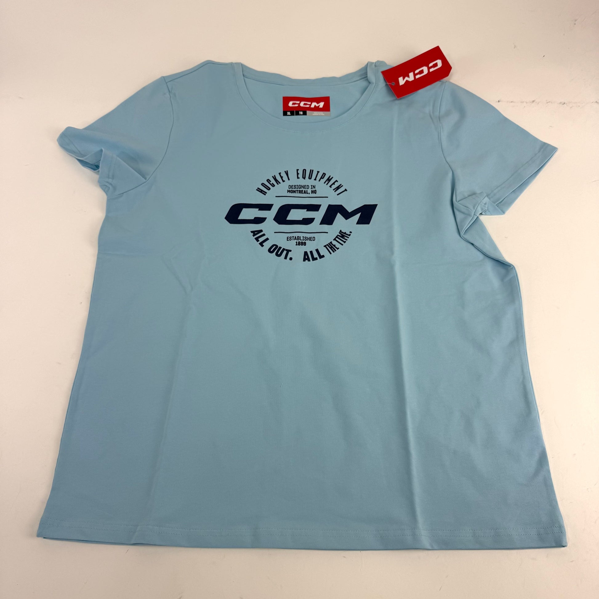 New CCM Womens Blue Spring SS Tee | Womens XL | #191520723064 - Top Flight Hockey