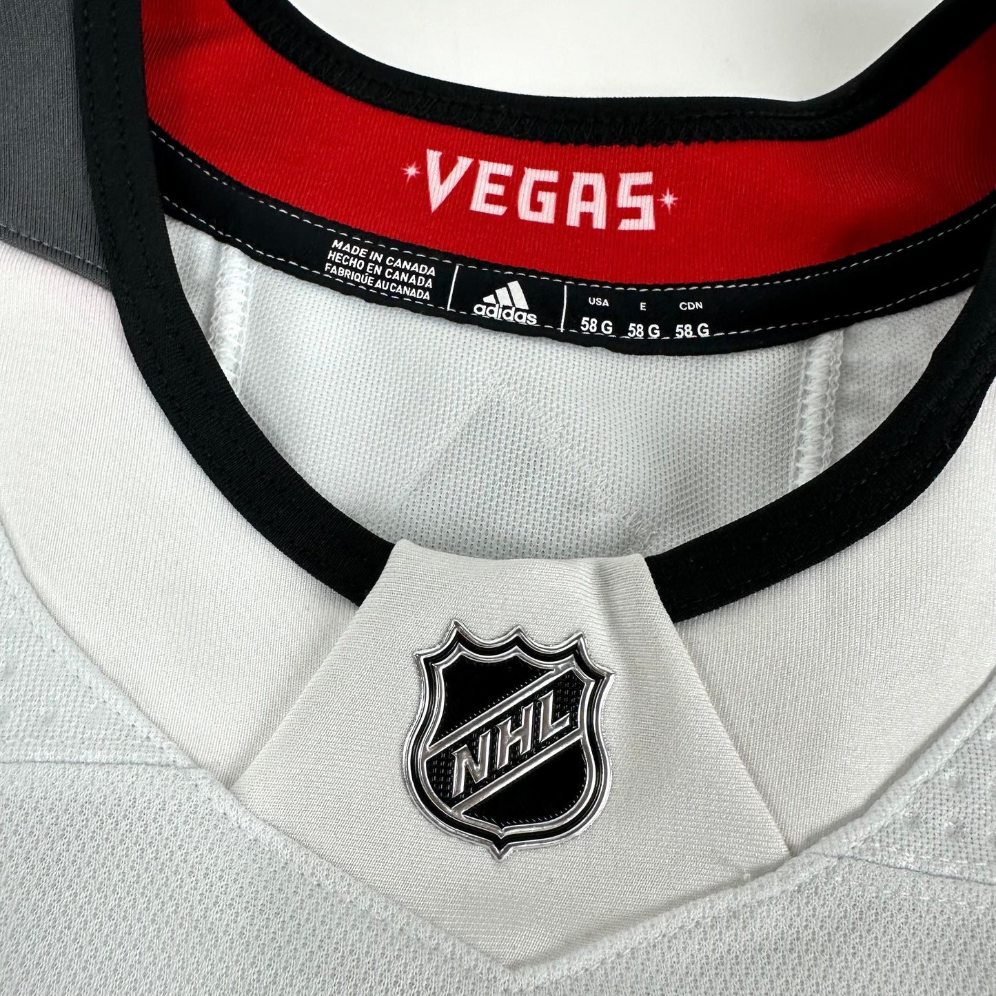 Brand New Away White Vegas Golden Knights MIC Made in Canada Blank Game Jersey - 58G
