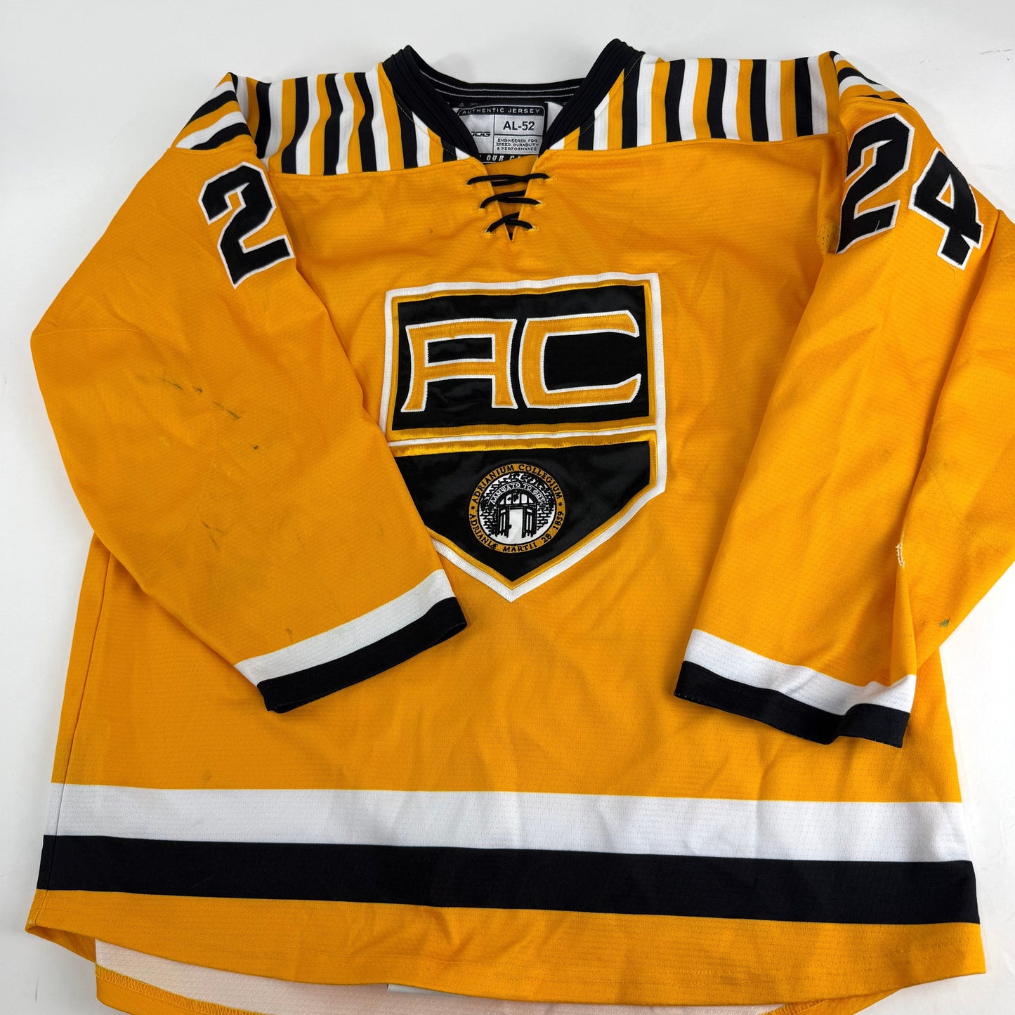 Yellow JOG Adrian College Game Jersey | Size 52 | Noetzel #24 - Top Flight Hockey