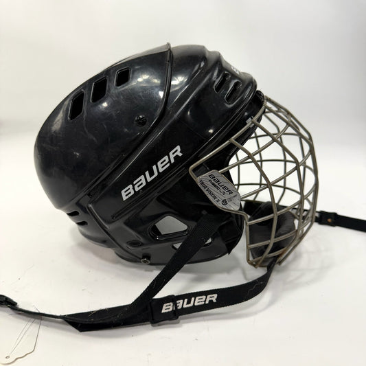 Used Black Bauer 1500 Helmet With Cage | Senior Large | J148