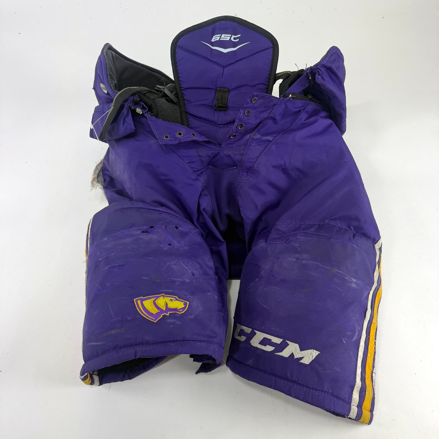 Used Purple/Yellow CCM Tacks 65C Pants | Large | E533