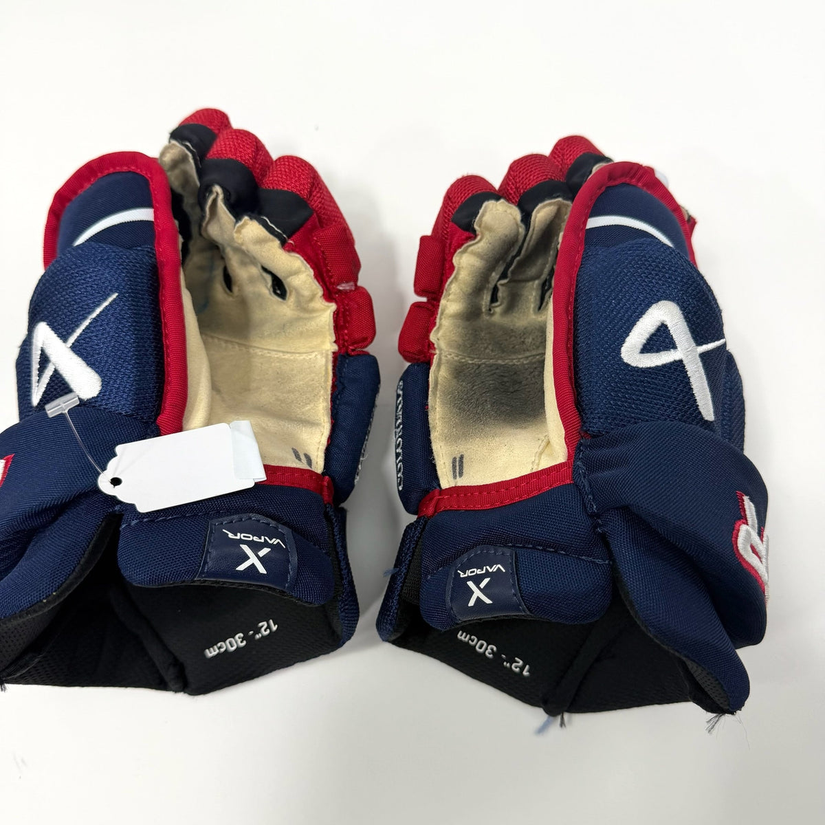 Used Blue Red White Bauer Hyperlite Gloves | 12" | AB777