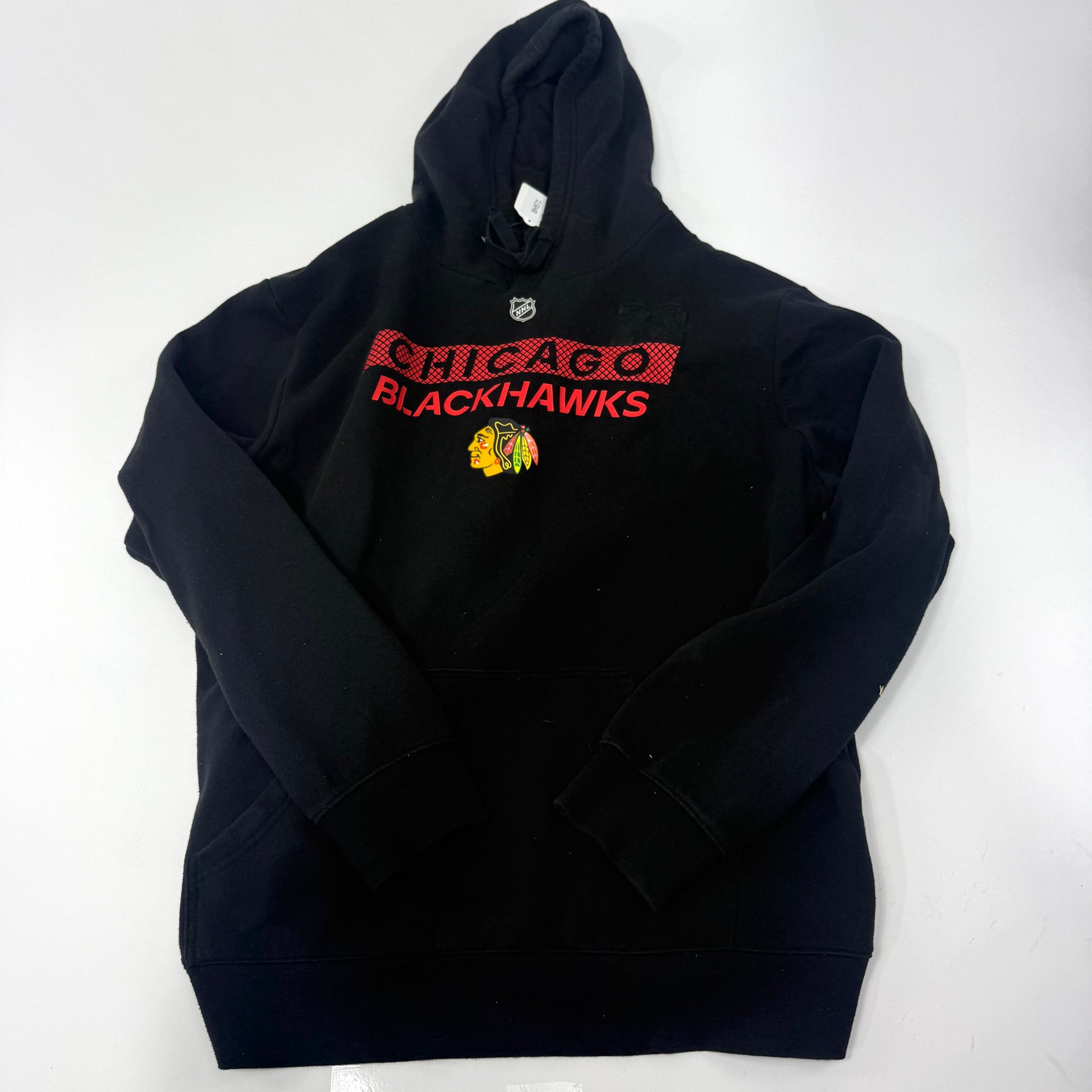 Used Team Issued Black Fanatics Chicago Blackhawks Hoodie | #73 Lukas Reichel | Large | BH571 - Top Flight Hockey