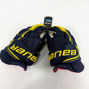 New Navy and Yellow Bauer Vapor 1x Pro Lite Gloves | 15" | B585 - Top Flight Hockey