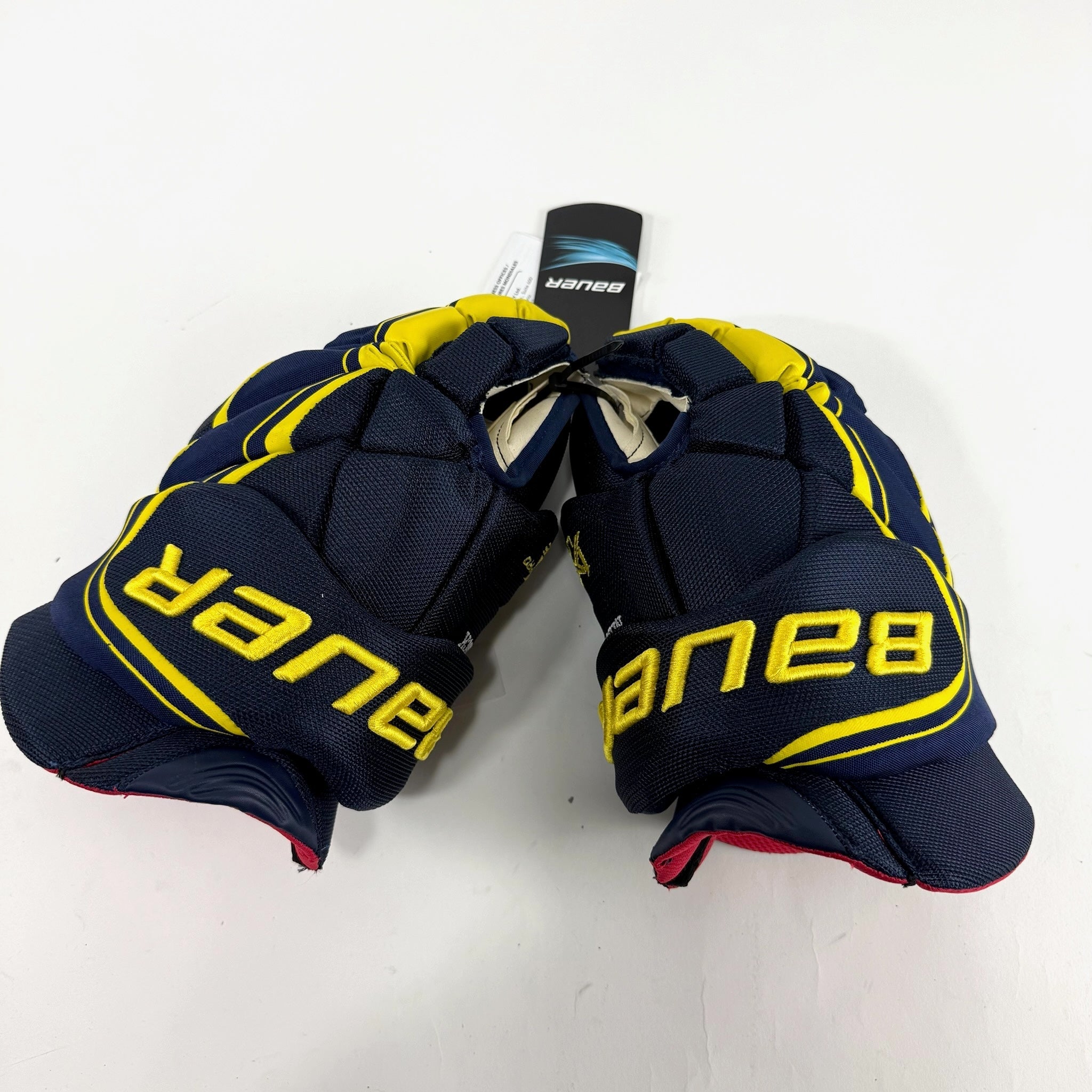 New Navy and Yellow Bauer Vapor 1x Pro Lite Gloves | 15" | B585 - Top Flight Hockey