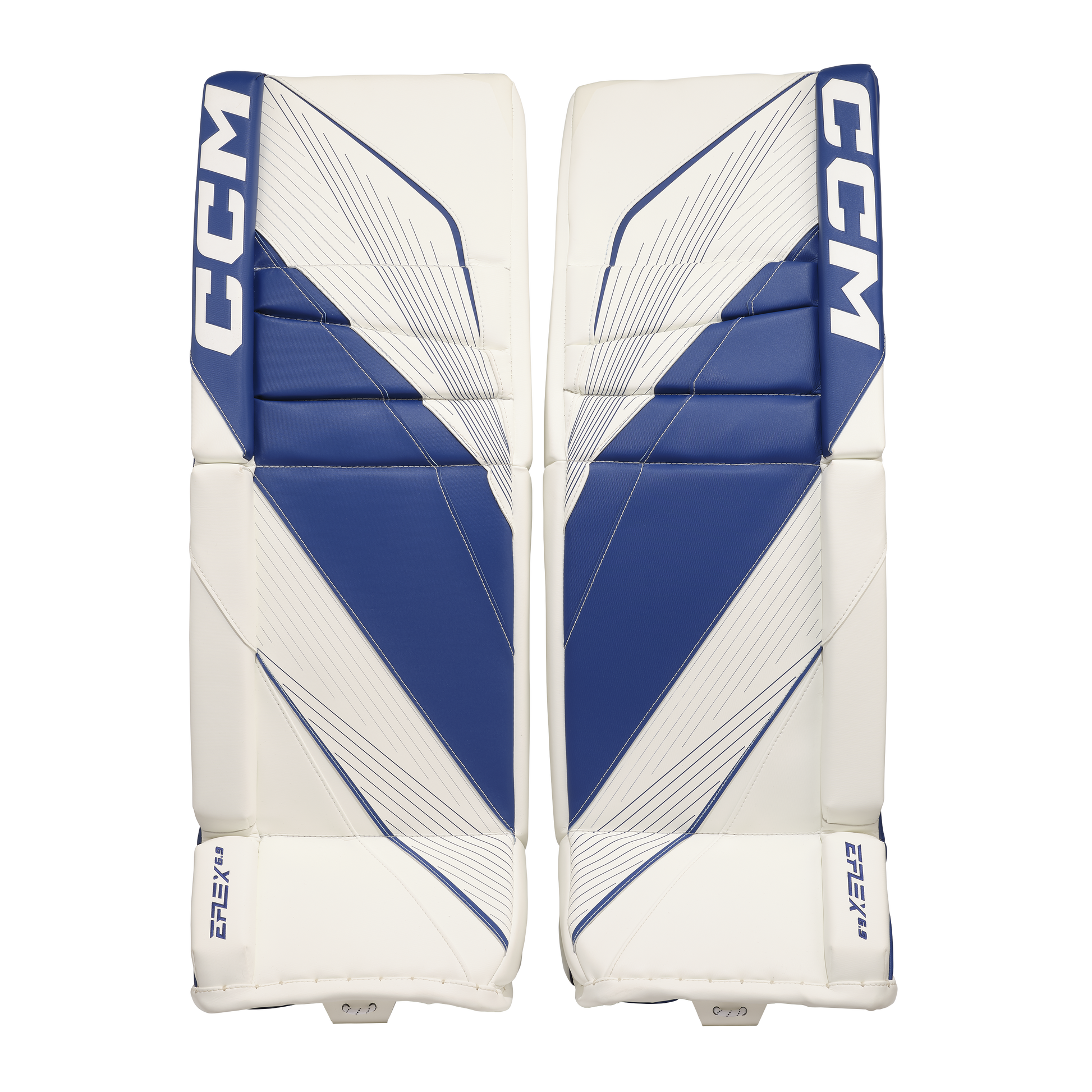 New CCM White E Flex 6.9 Goalie Leg Pads | 30+1" | #191520631901 - Top Flight Hockey