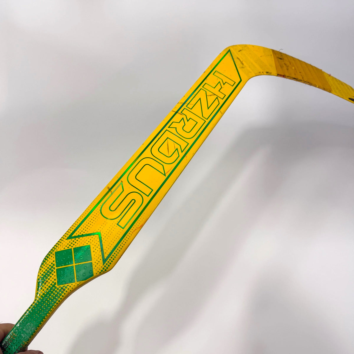 Used Yellow/Green True HZRDUS 9x4 Goalie Stick | Marc Andre Fleury | AB568