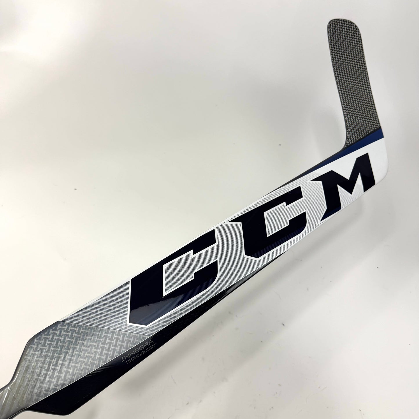 New Regular Blue and White CCM Eflex 5 Pro Lite Goalie Stick | 26" Paddle Heel Curve | M498