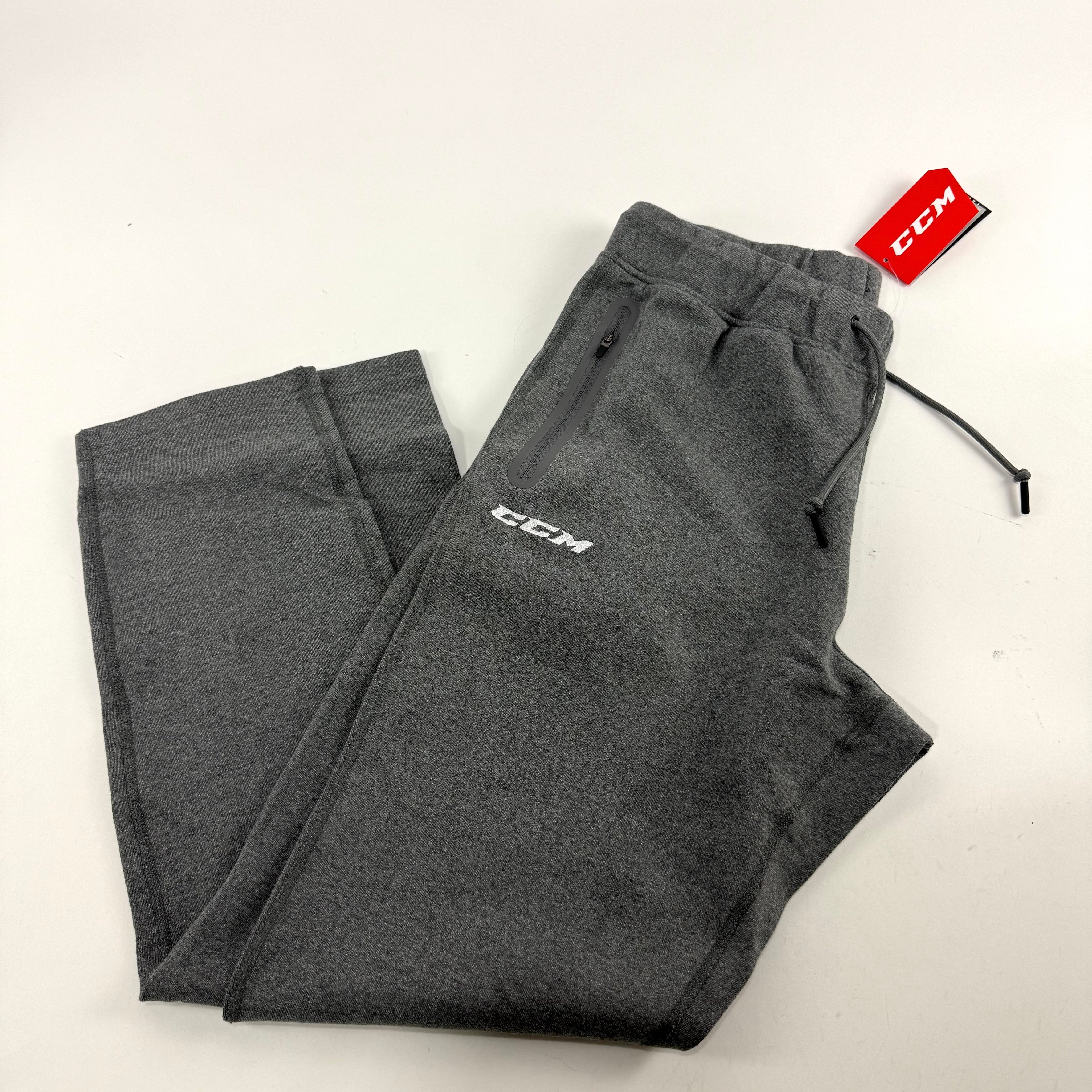 New Dark Grey CCM Mens Premium Tapered Fleece Pant | Senior M | #191520015497 - Top Flight Hockey