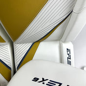 Brand New CCM Eflex 6 White, Gold, and Navy Full Goalie Set - 35" +1" Pads - 581 Degree Break Glove