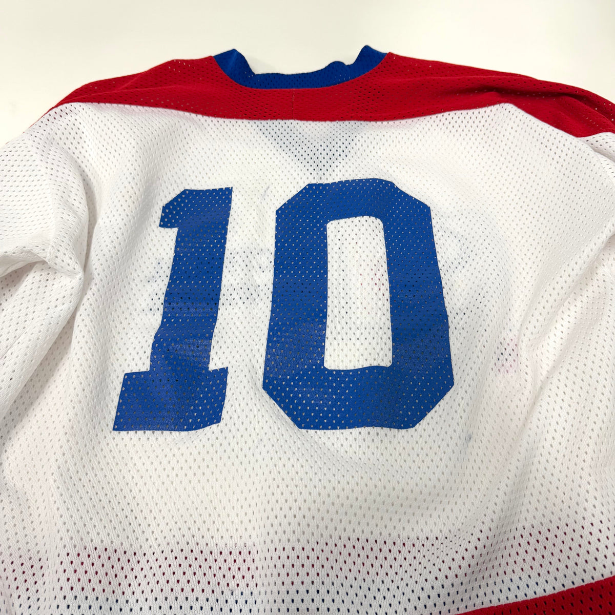 Used White, Red, Blue Mesh Practice Jersey | Senior Large | AB213