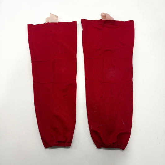 Used Red Practice Socks with Velcro - Senior Large - Top Flight Hockey