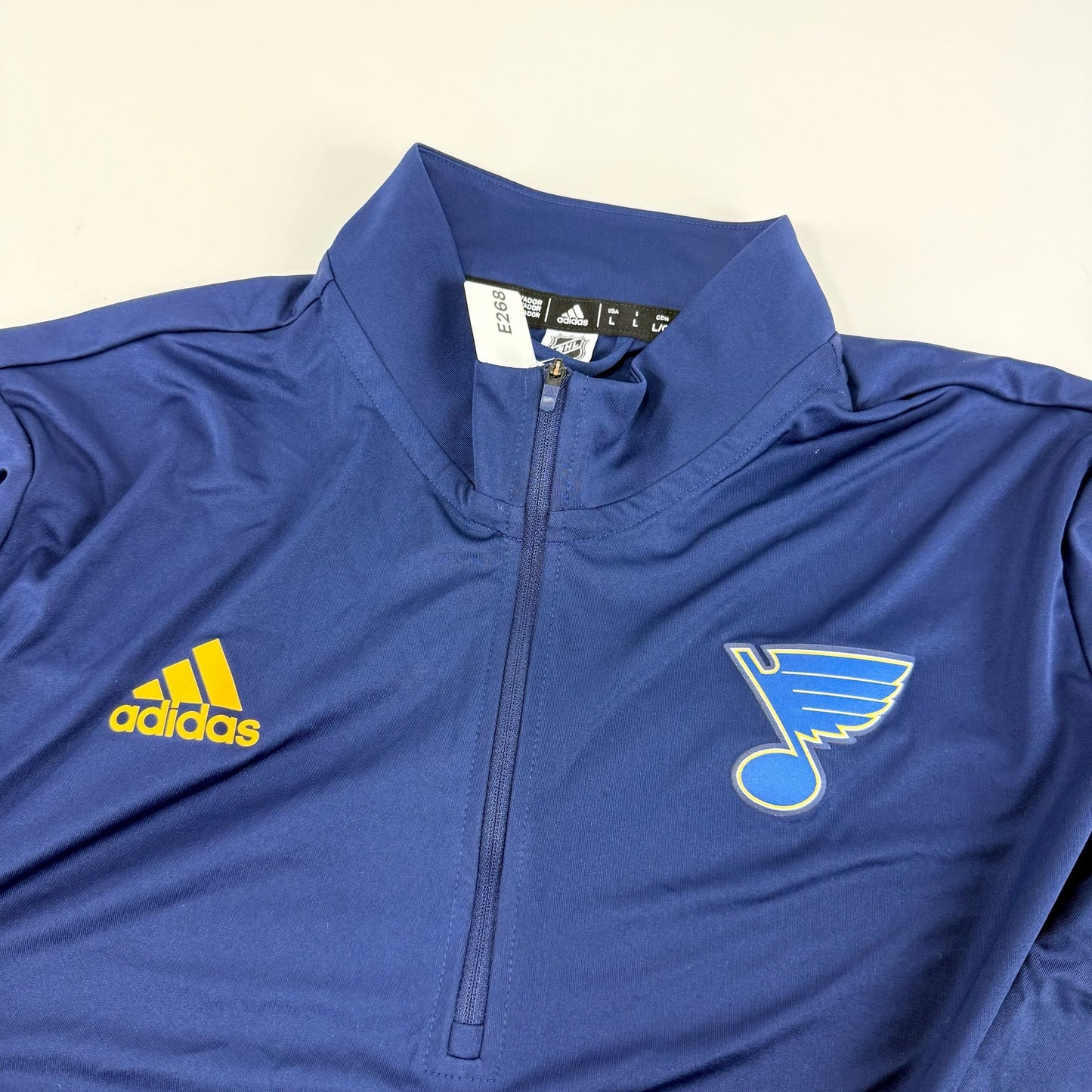 New Navy Adidas St. Louis Blues Quarter Zip | Senior Large | E268