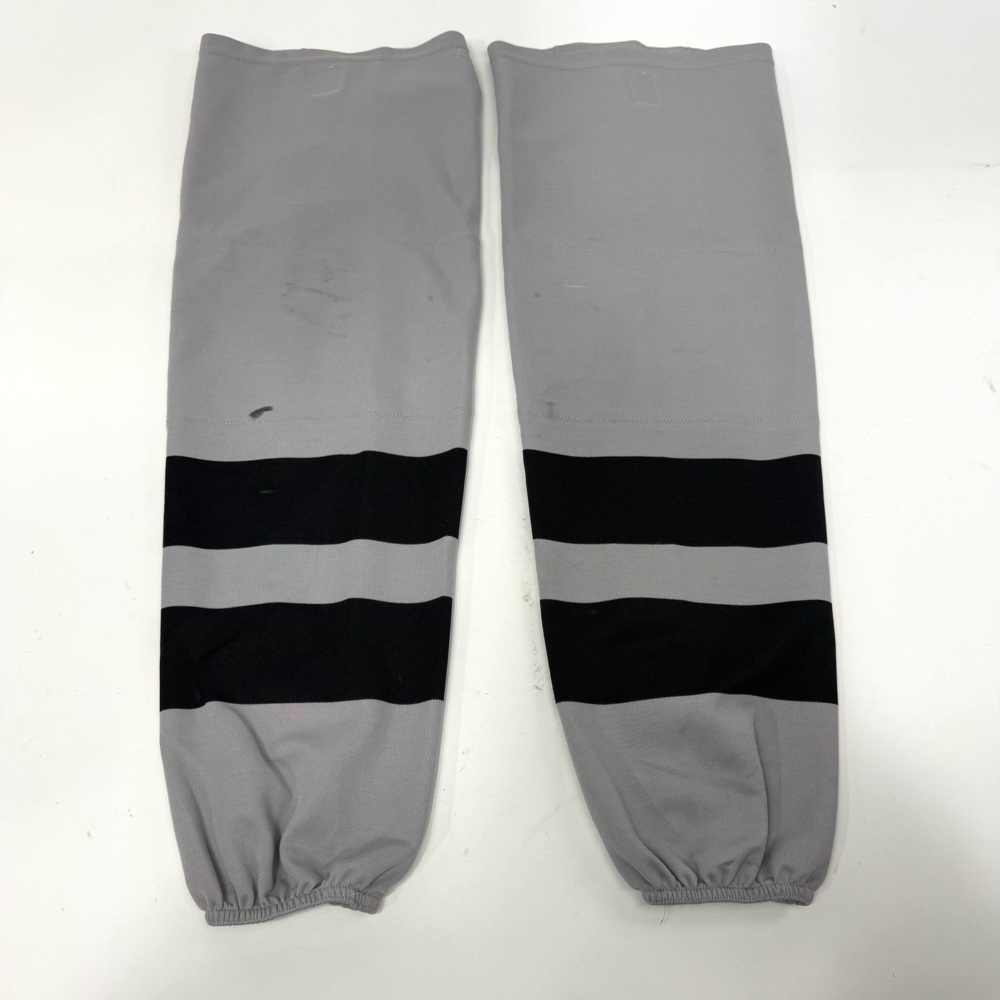 Used Grey and Black Ontario Reign Socks with Velcro | Adult Large