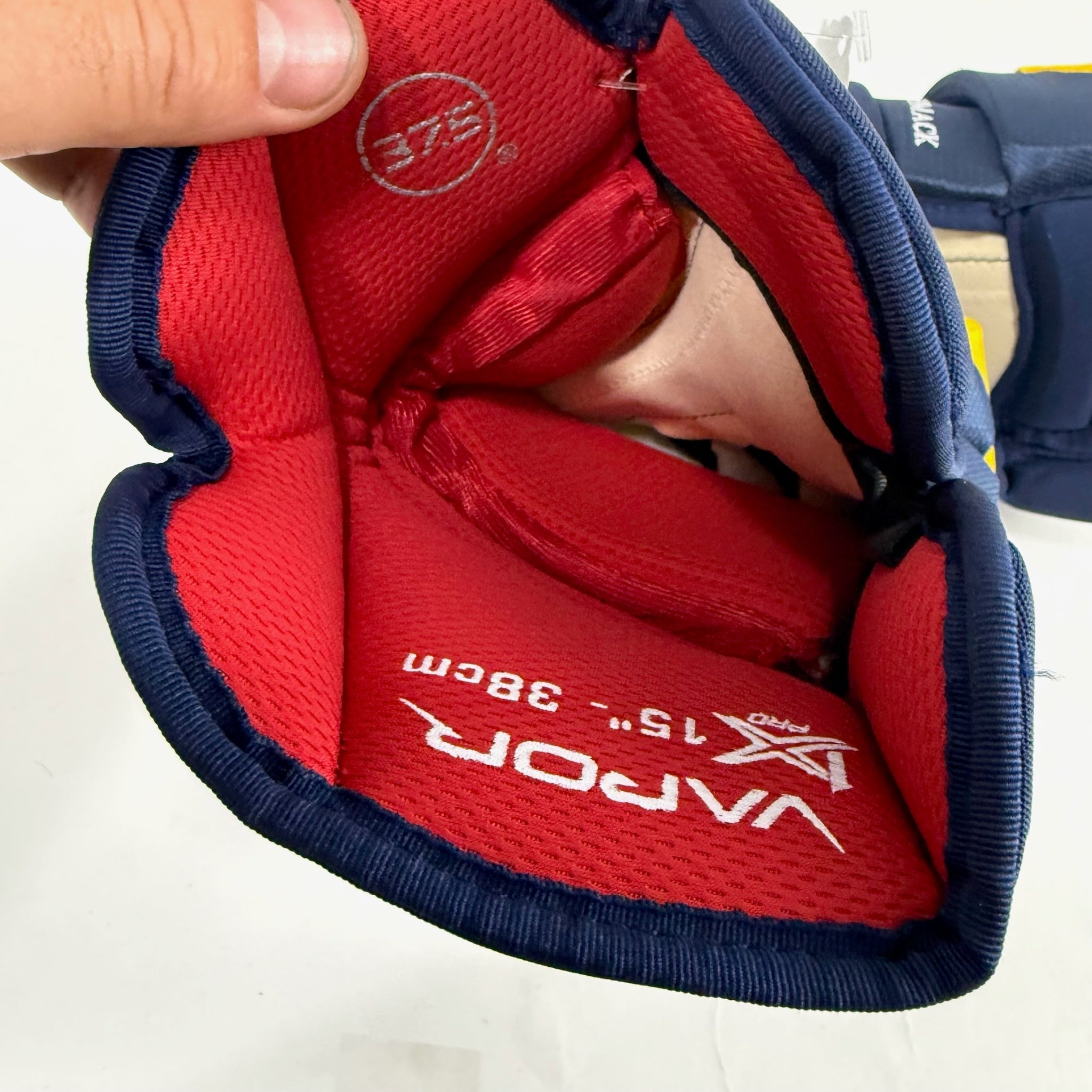 New Navy and Yellow Bauer Vapor 1x Pro Gloves | 15" | B574 - Top Flight Hockey