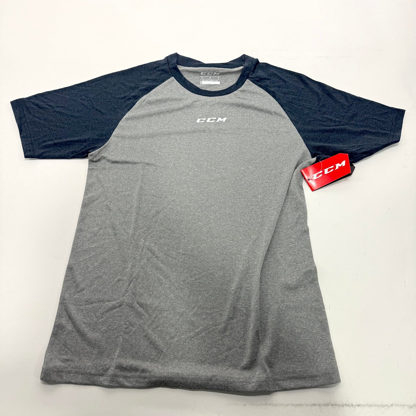 New CCM Mens Basecamp Two Tone Short Sleeve | Grey/Navy | Senior S | #191520510817 - Top Flight Hockey