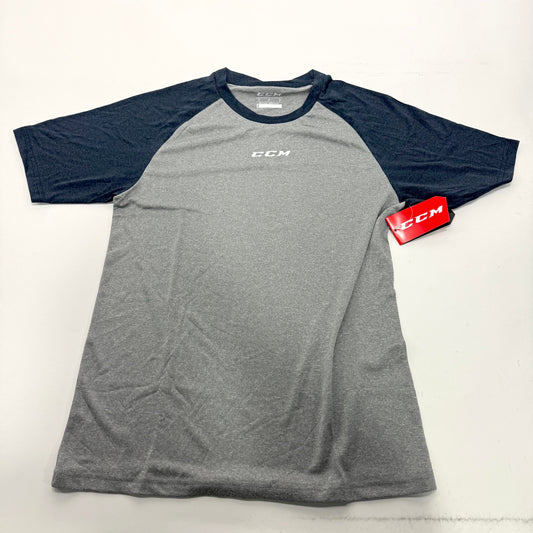 New CCM Mens Basecamp Two Tone Short Sleeve | Grey/Navy | Senior S | #191520510817 - Top Flight Hockey