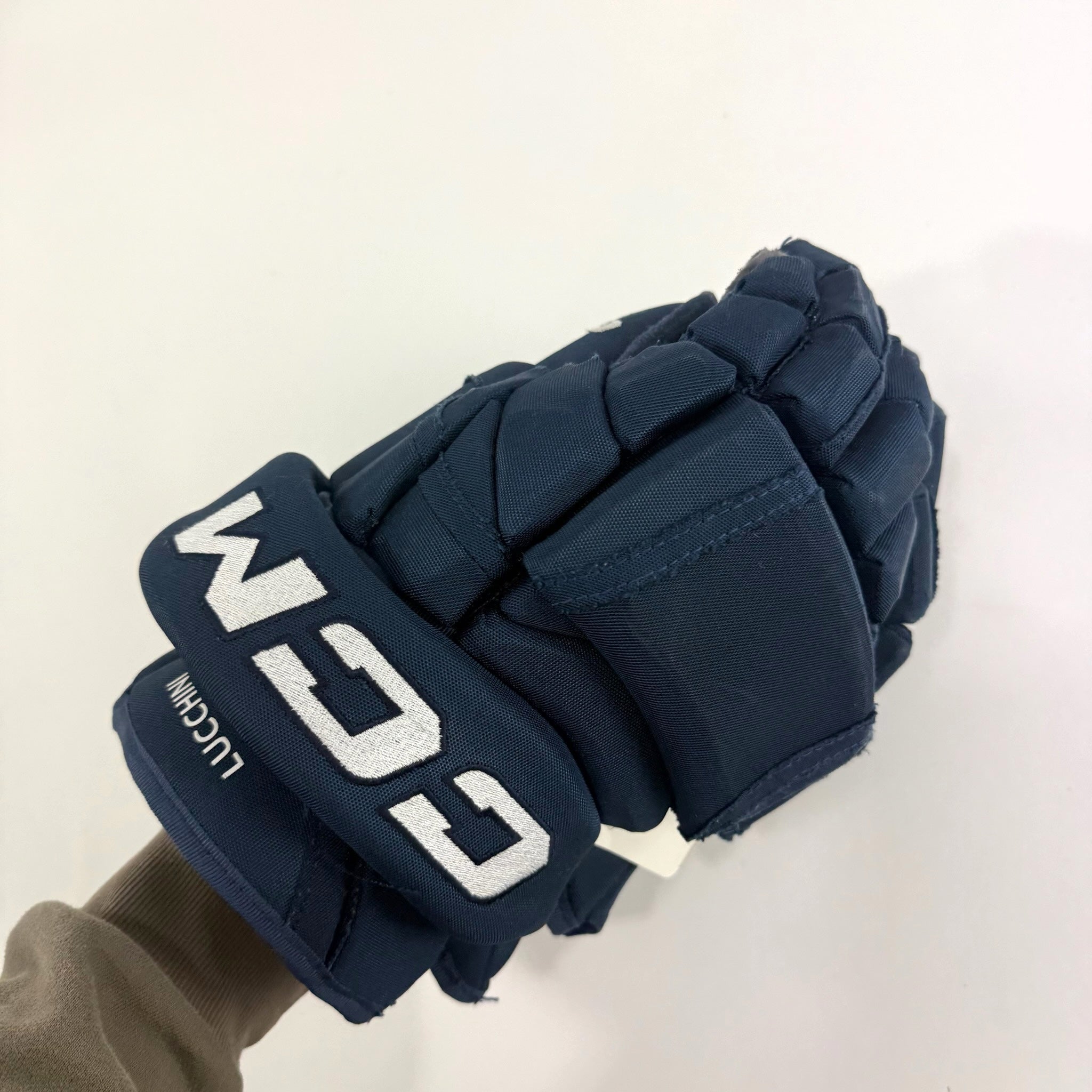Used Navy CCM HG12 Gloves | 14" | D363