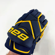 New Navy and Yellow Bauer Vapor 1x Pro Gloves | 15" | B574 - Top Flight Hockey